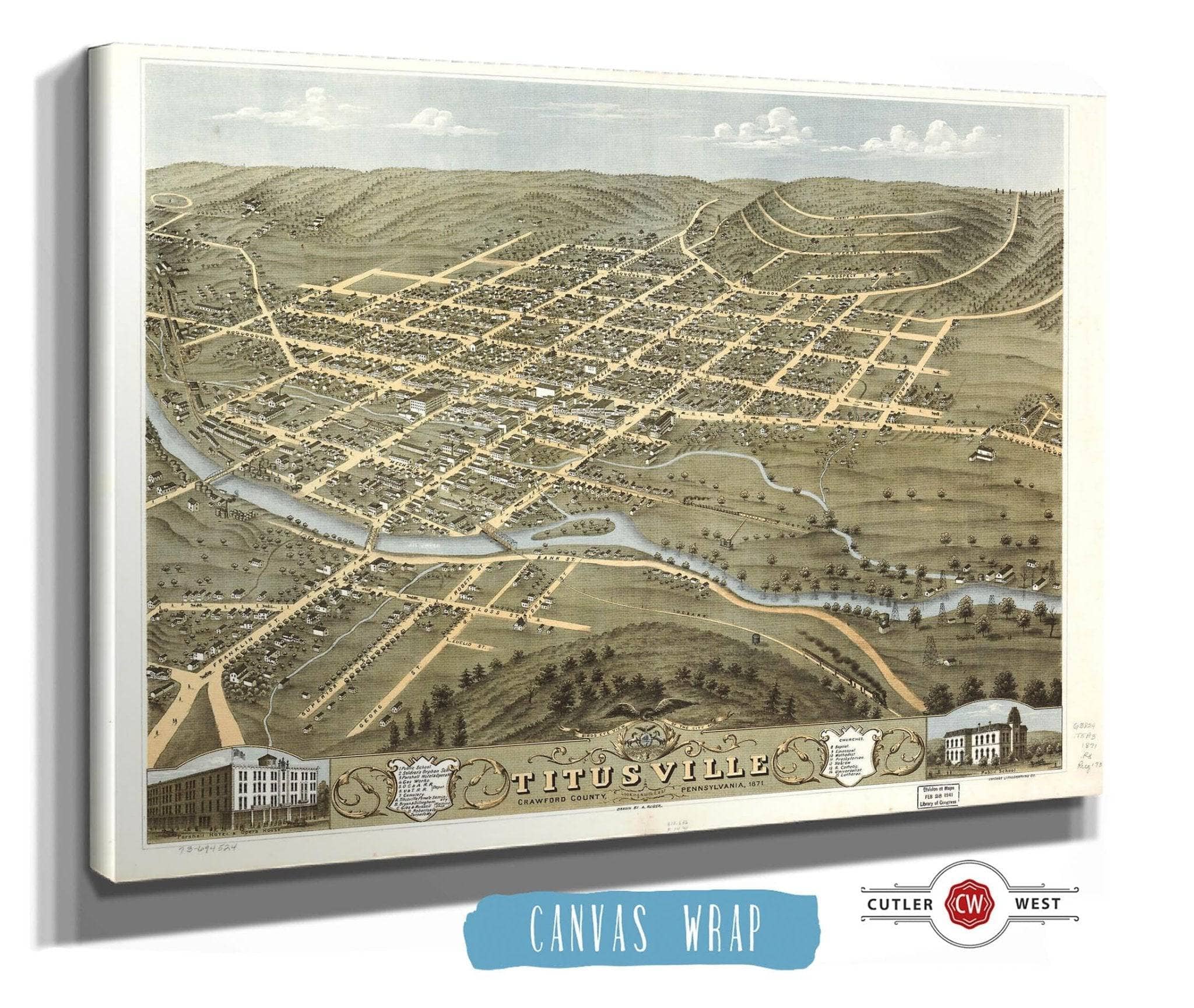 Birds Eye View Of The City Of Titusville Crawford County Pennsylvania 1871 State of Pennsylvania
