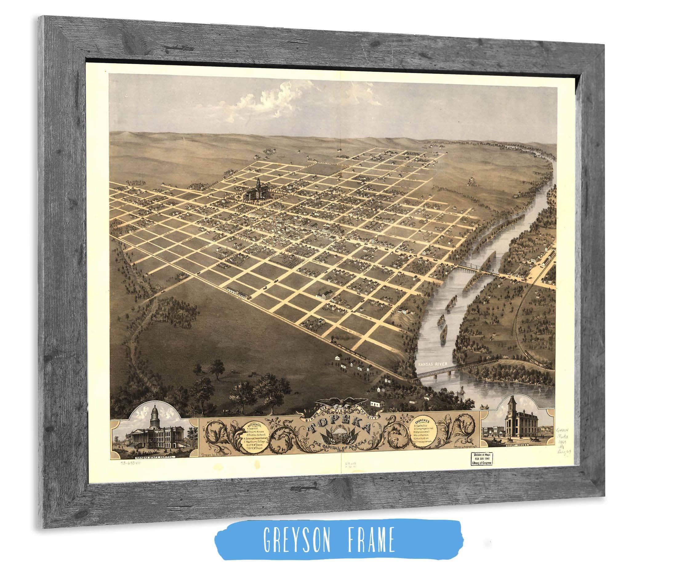 Birds Eye View Of The City Of Topeka The Capital Of Kansas 1869 State of Kansas