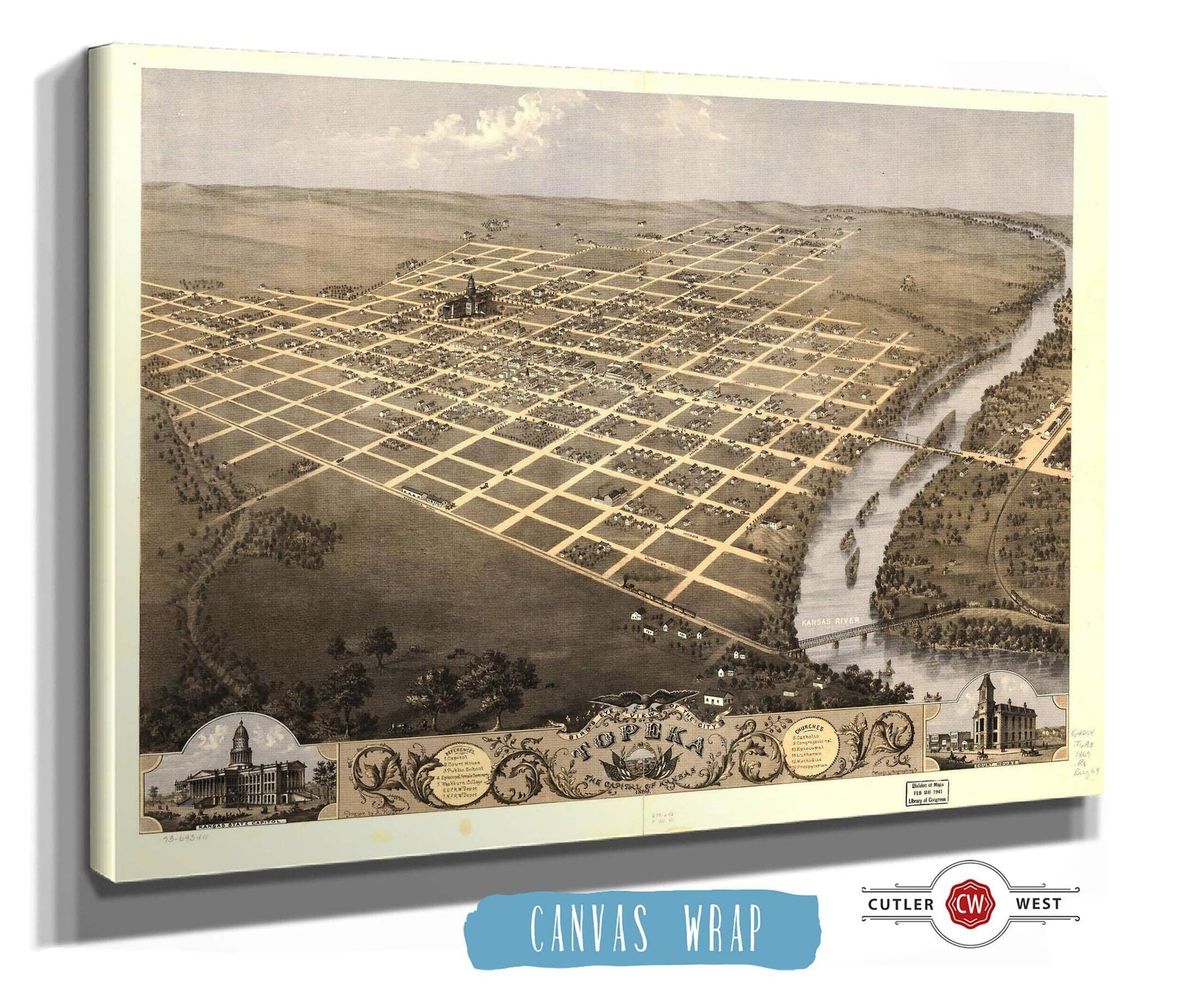 Birds Eye View Of The City Of Topeka The Capital Of Kansas 1869 State of Kansas