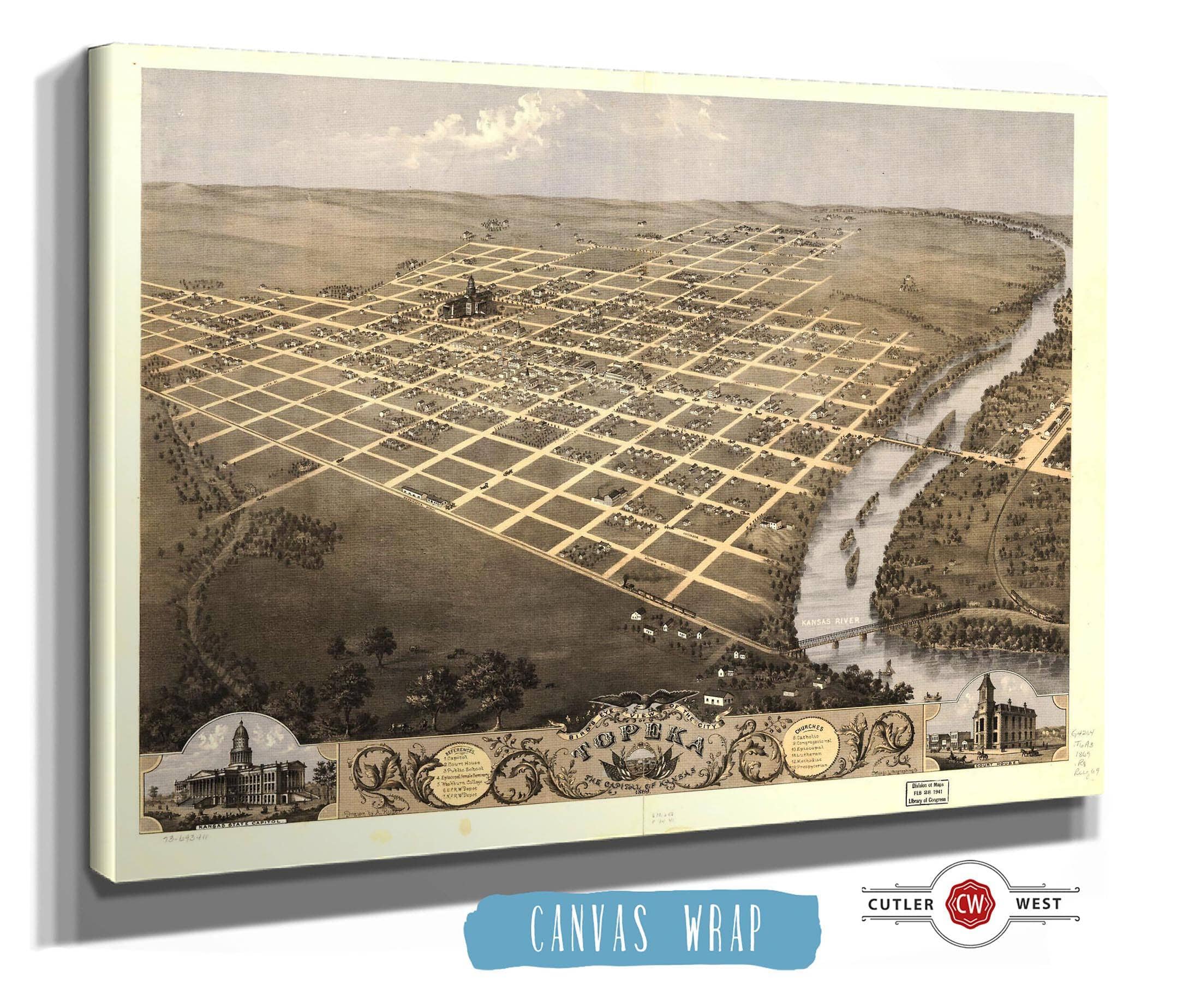 Birds Eye View Of The City Of Topeka The Capital Of Kansas 1869 State of Kansas