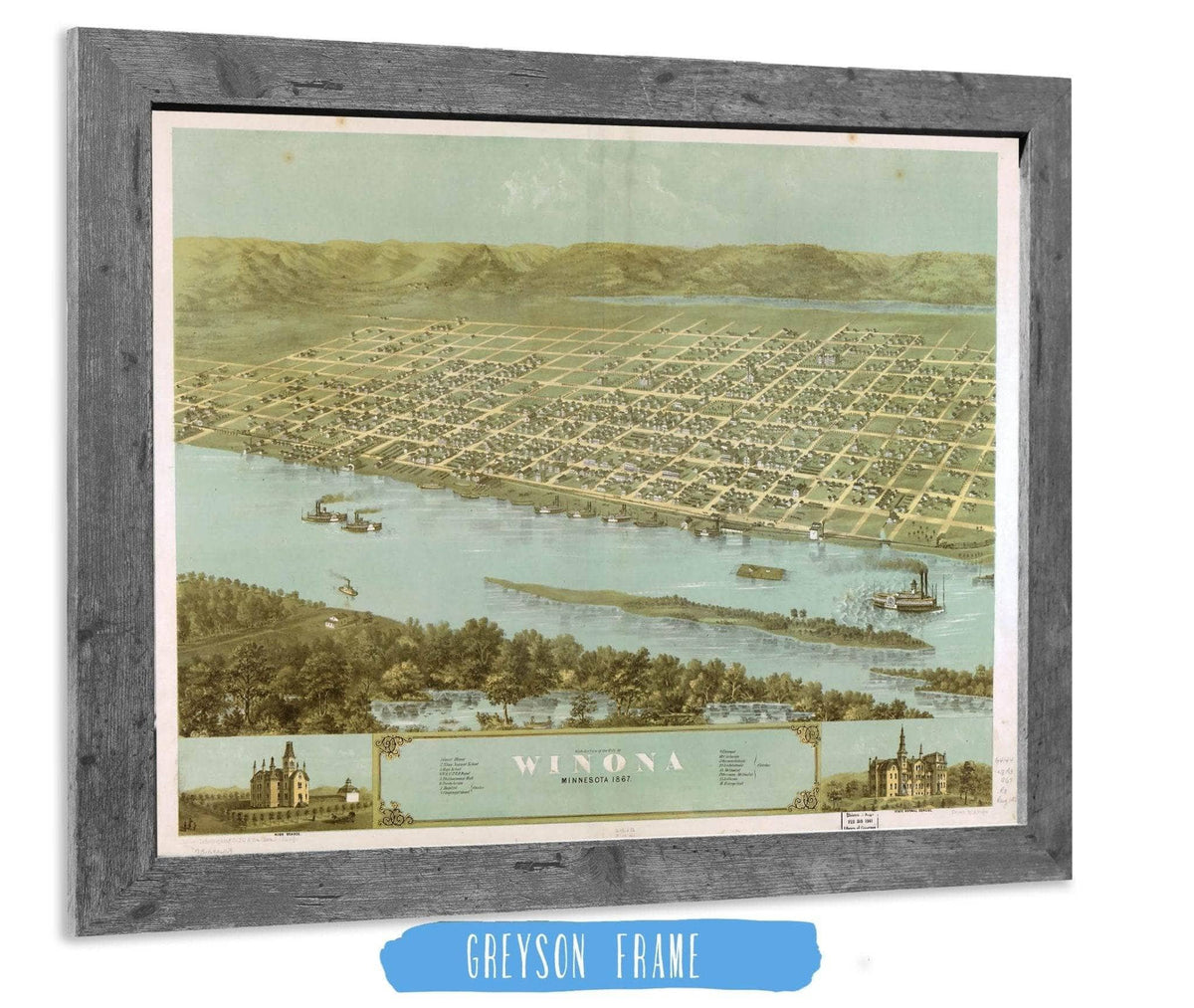 Birds Eye View Of The City Of Winona Minnesota 1867 State of Minnesota