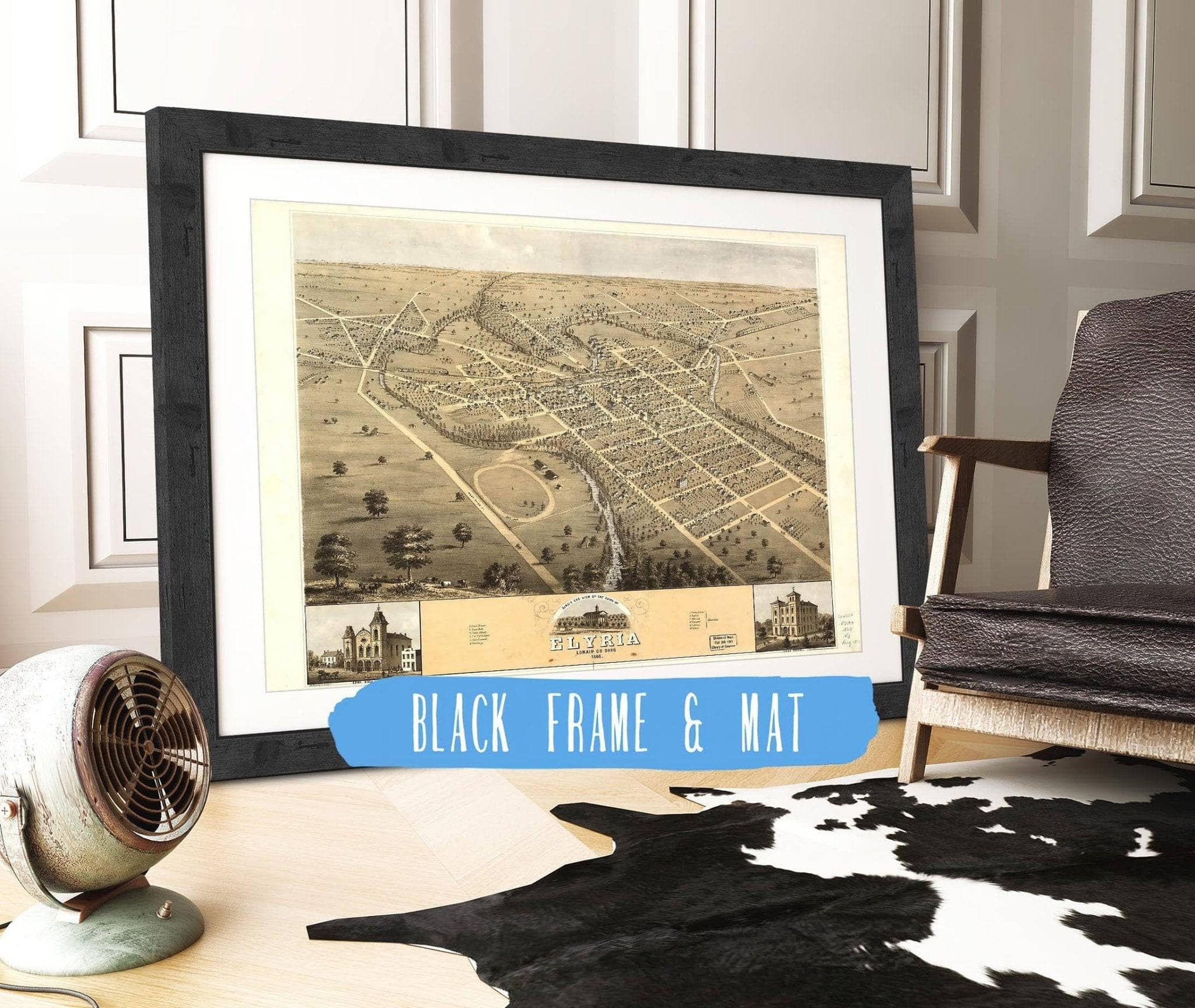 Birds Eye View Of The Town Of Elyria Lorain Co Ohio 1868 State of Ohio