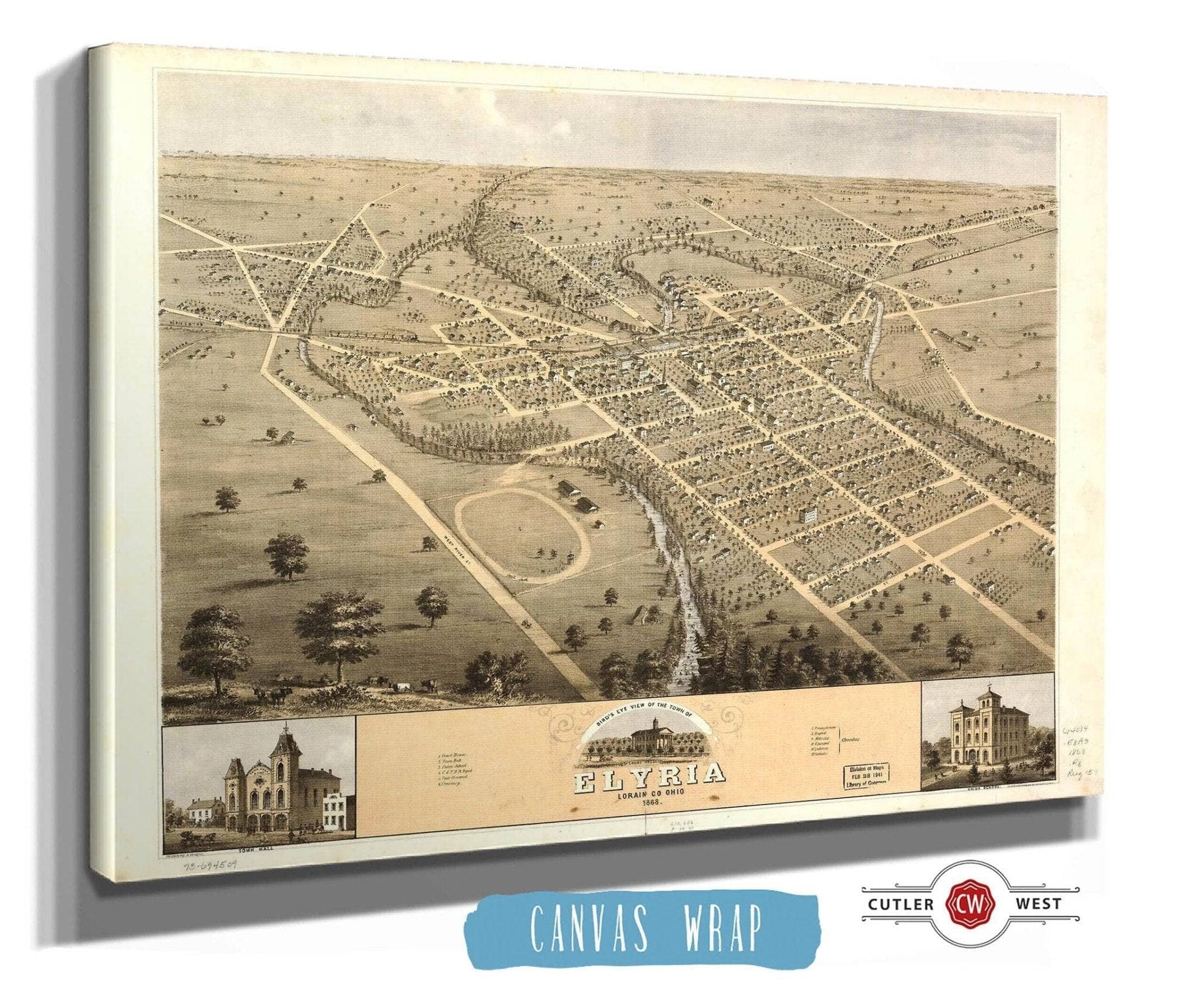 Birds Eye View Of The Town Of Elyria Lorain Co Ohio 1868 State of Ohio
