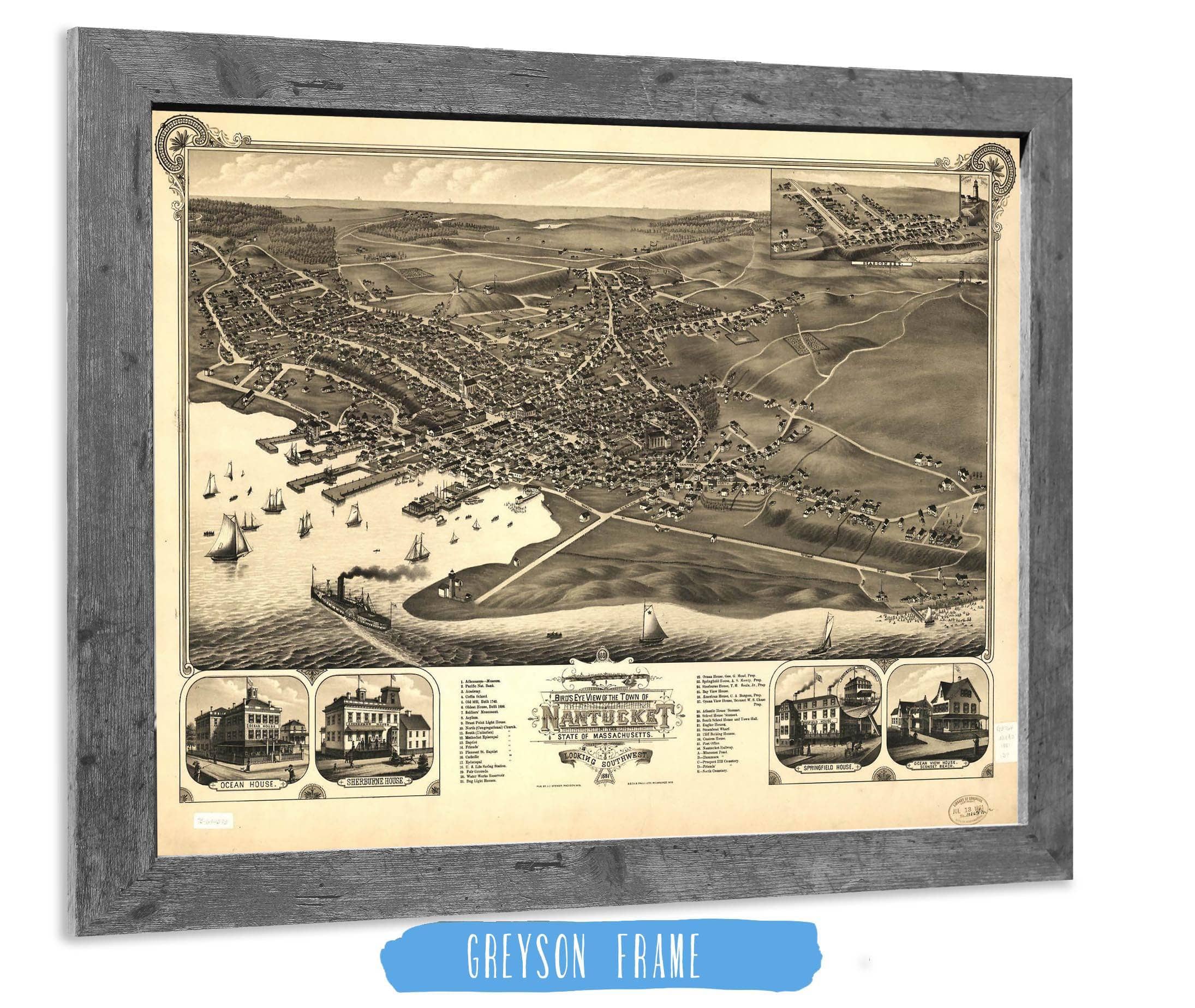 Birds Eye View Of The Town Of Nantucket In The State Of Massachusetts 1881 State of Massachusetts