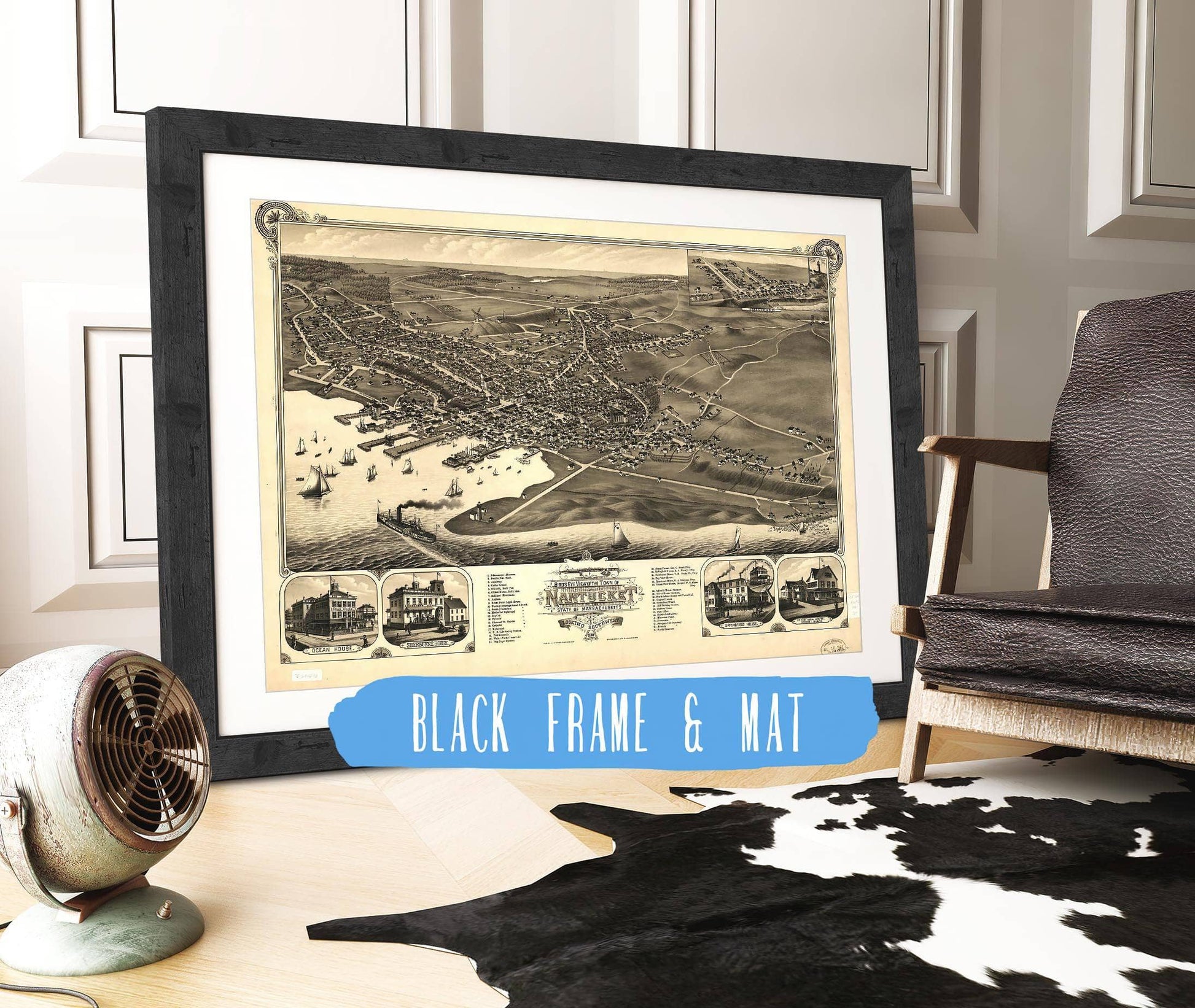 Birds Eye View Of The Town Of Nantucket In The State Of Massachusetts 1881 State of Massachusetts