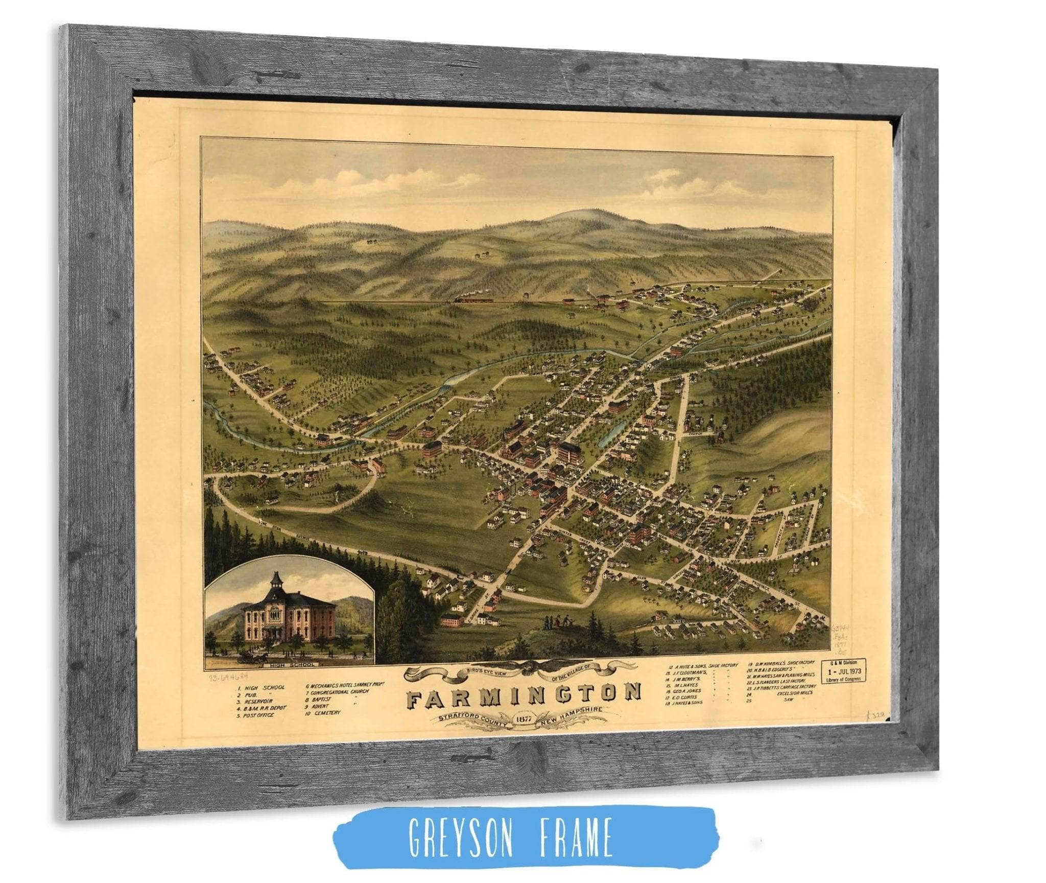 Birds Eye View Of The Village Of Farmington Stafford County New Hampshire 1877 State of New Hampshire
