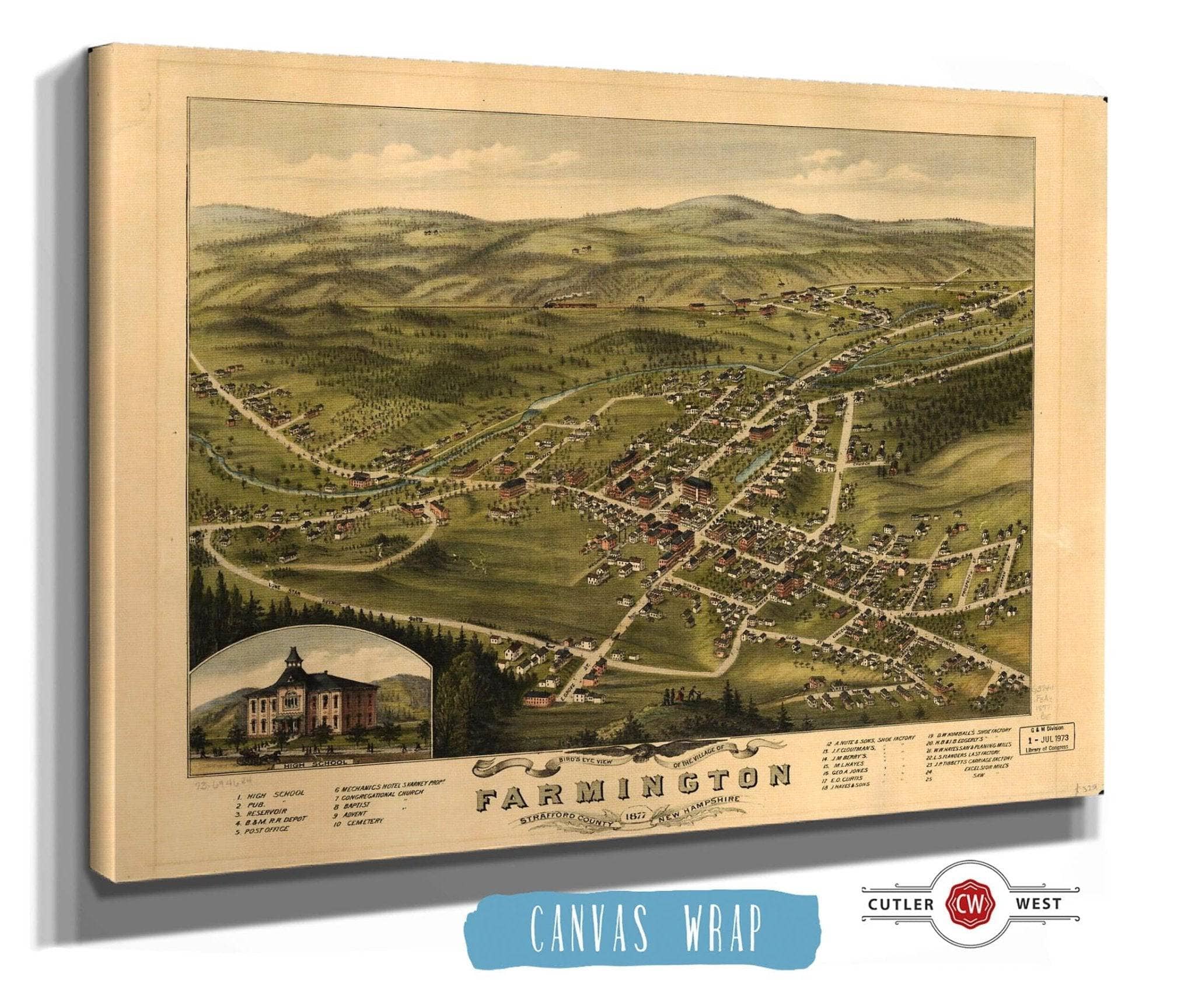 Birds Eye View Of The Village Of Farmington Stafford County New Hampshire 1877 State of New Hampshire