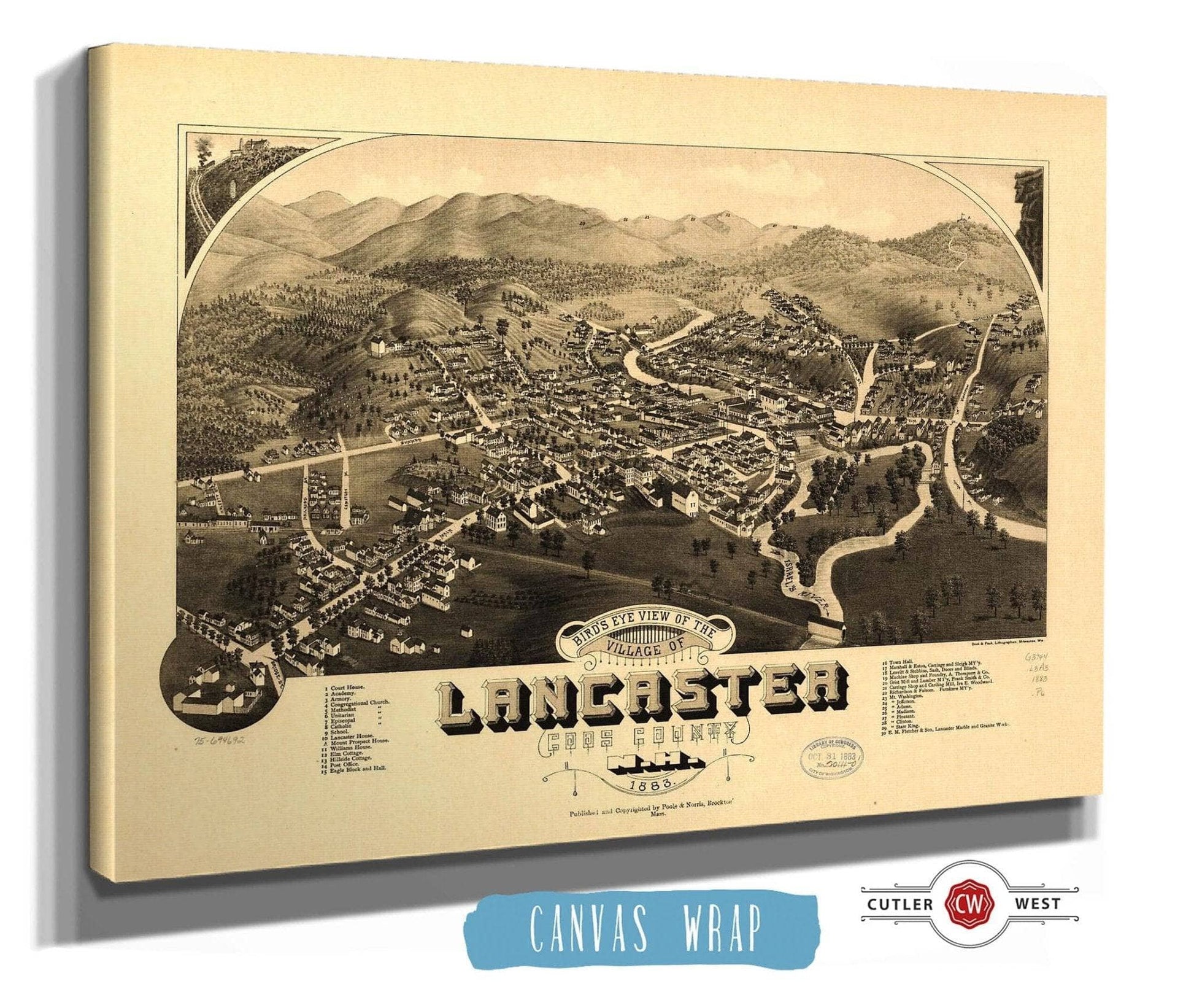 Birds Eye View Of The Village Of Lancaster Coos County Nh 1883 State of New Hampshire