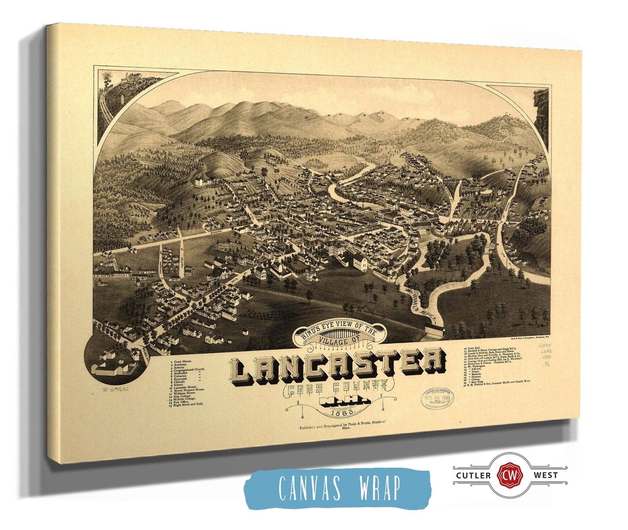 Birds Eye View Of The Village Of Lancaster Coos County Nh 1883 State of New Hampshire