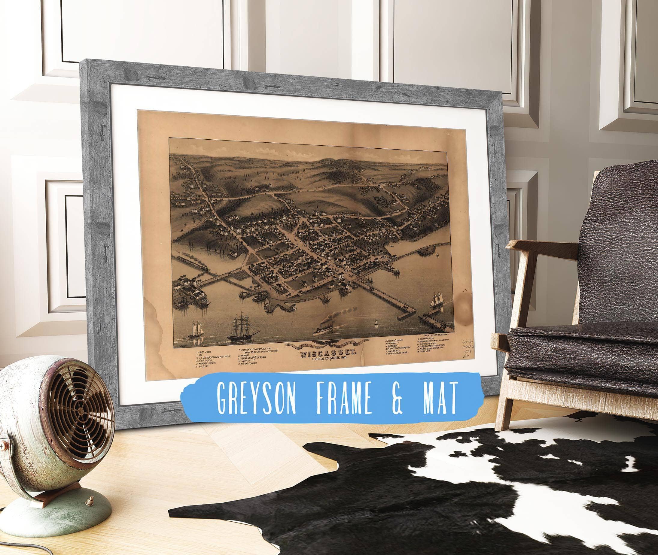Birds Eye View Of The Village Of Wiscasset Lincoln Co Maine 1878 State of Maine