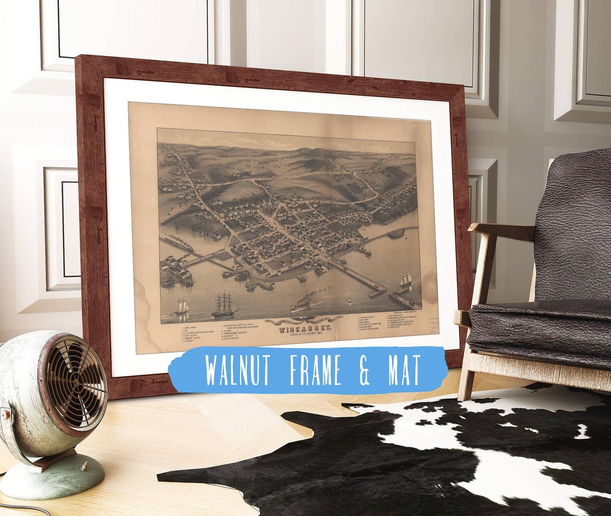 Birds Eye View Of The Village Of Wiscasset Lincoln Co Maine 1878 State of Maine