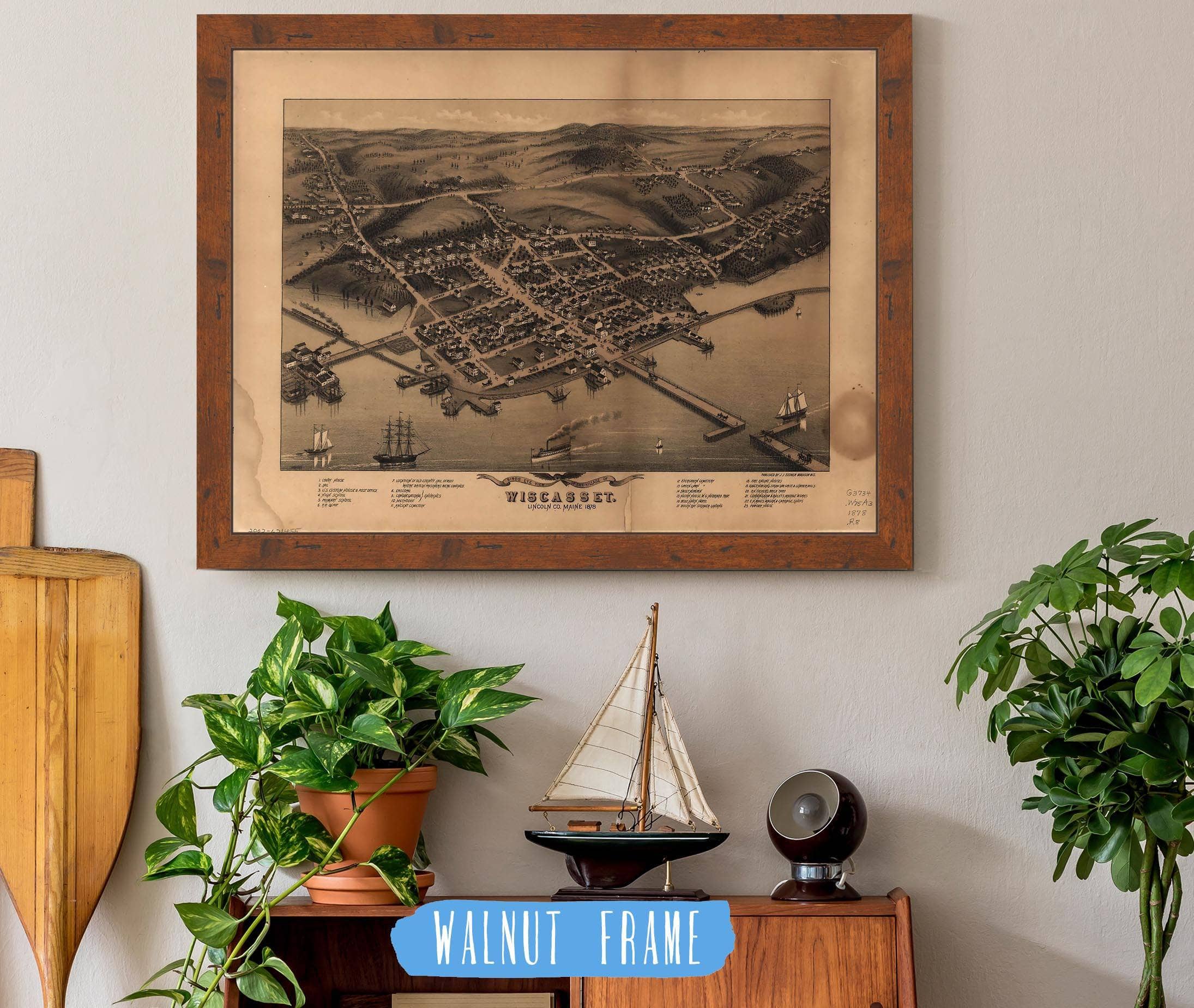 Birds Eye View Of The Village Of Wiscasset Lincoln Co Maine 1878 State of Maine