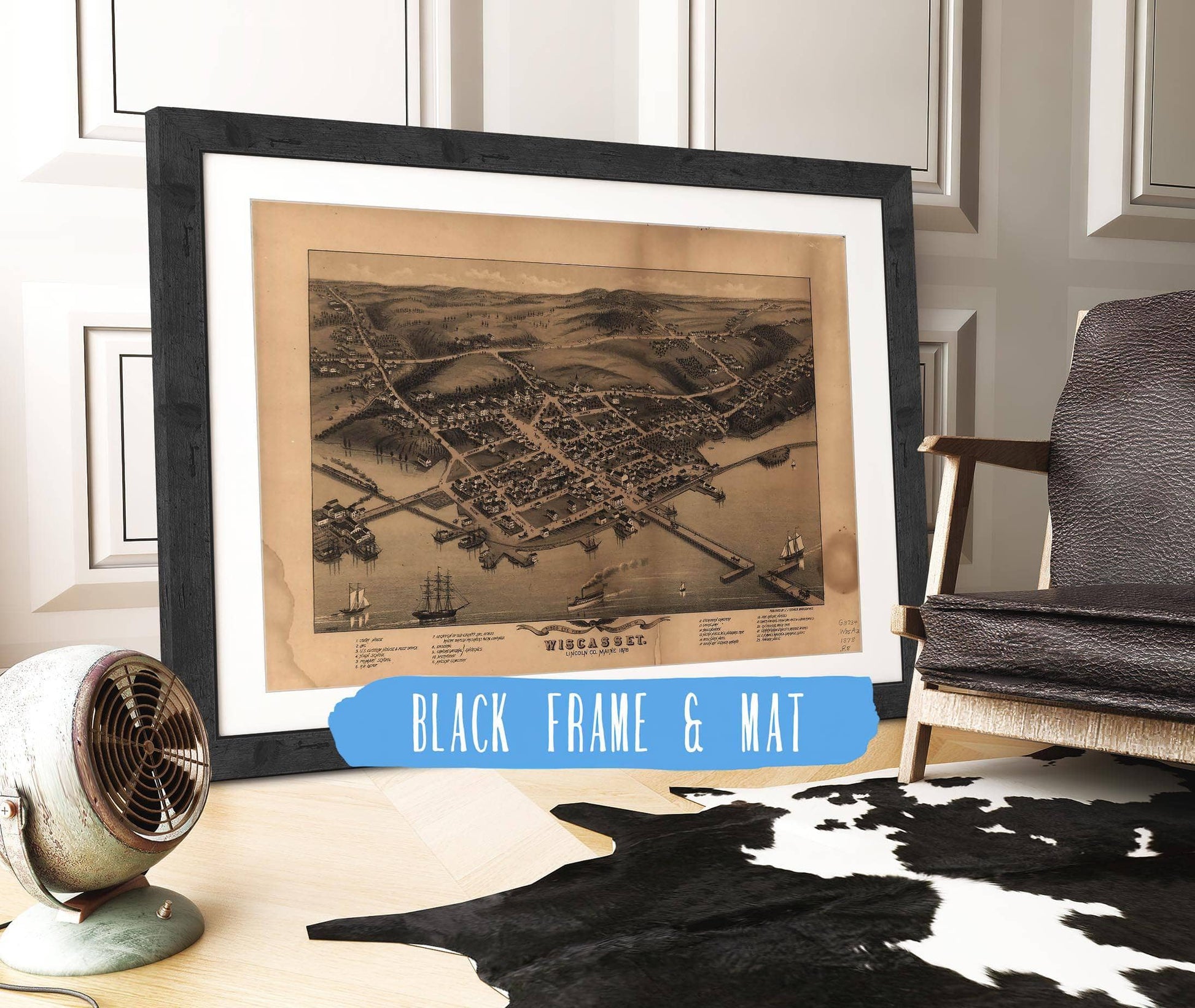 Birds Eye View Of The Village Of Wiscasset Lincoln Co Maine 1878 State of Maine