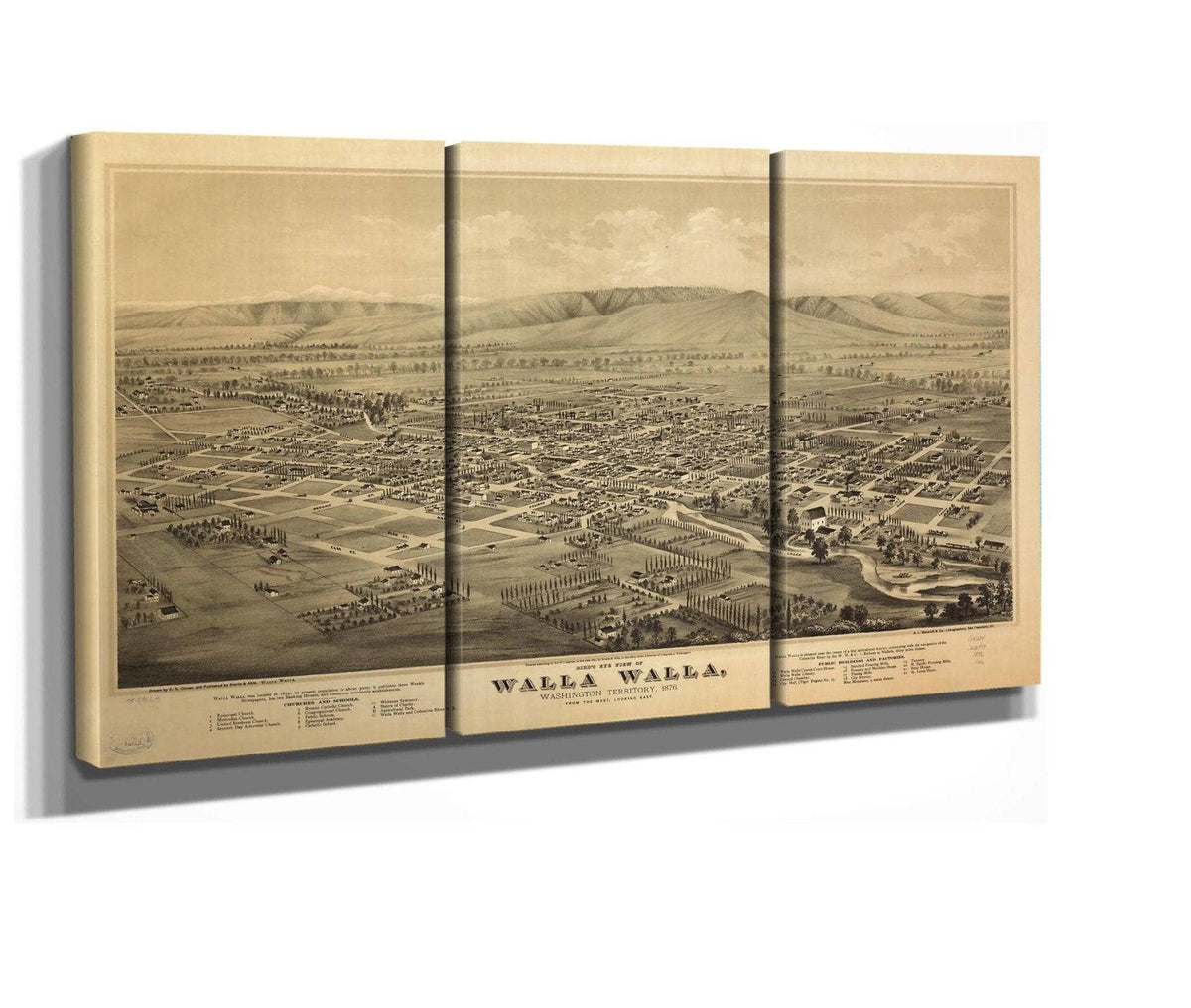 Birds Eye View Of Walla Walla Washington Territory 1876  State Of Washington