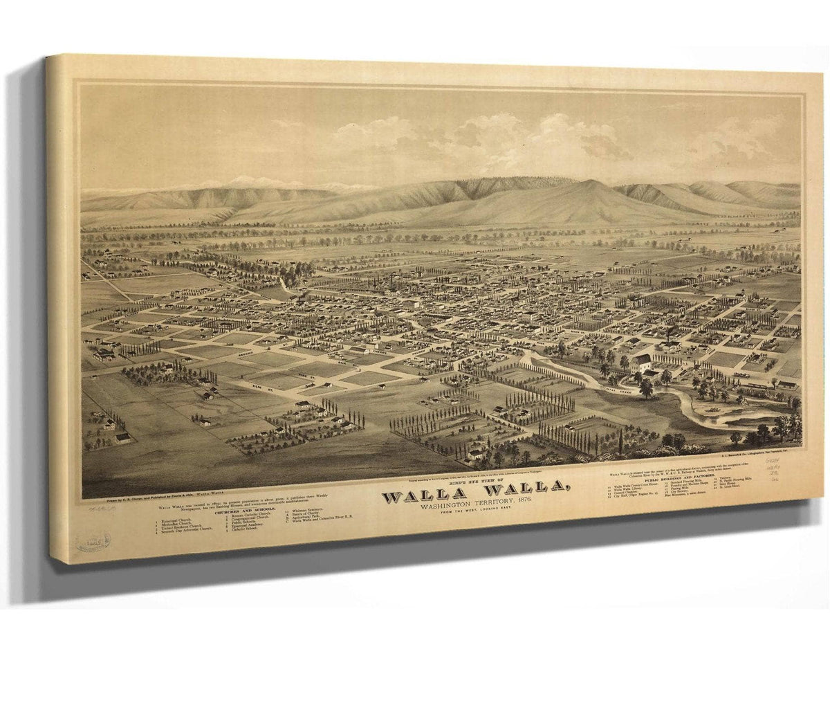 Birds Eye View Of Walla Walla Washington Territory 1876  State Of Washington