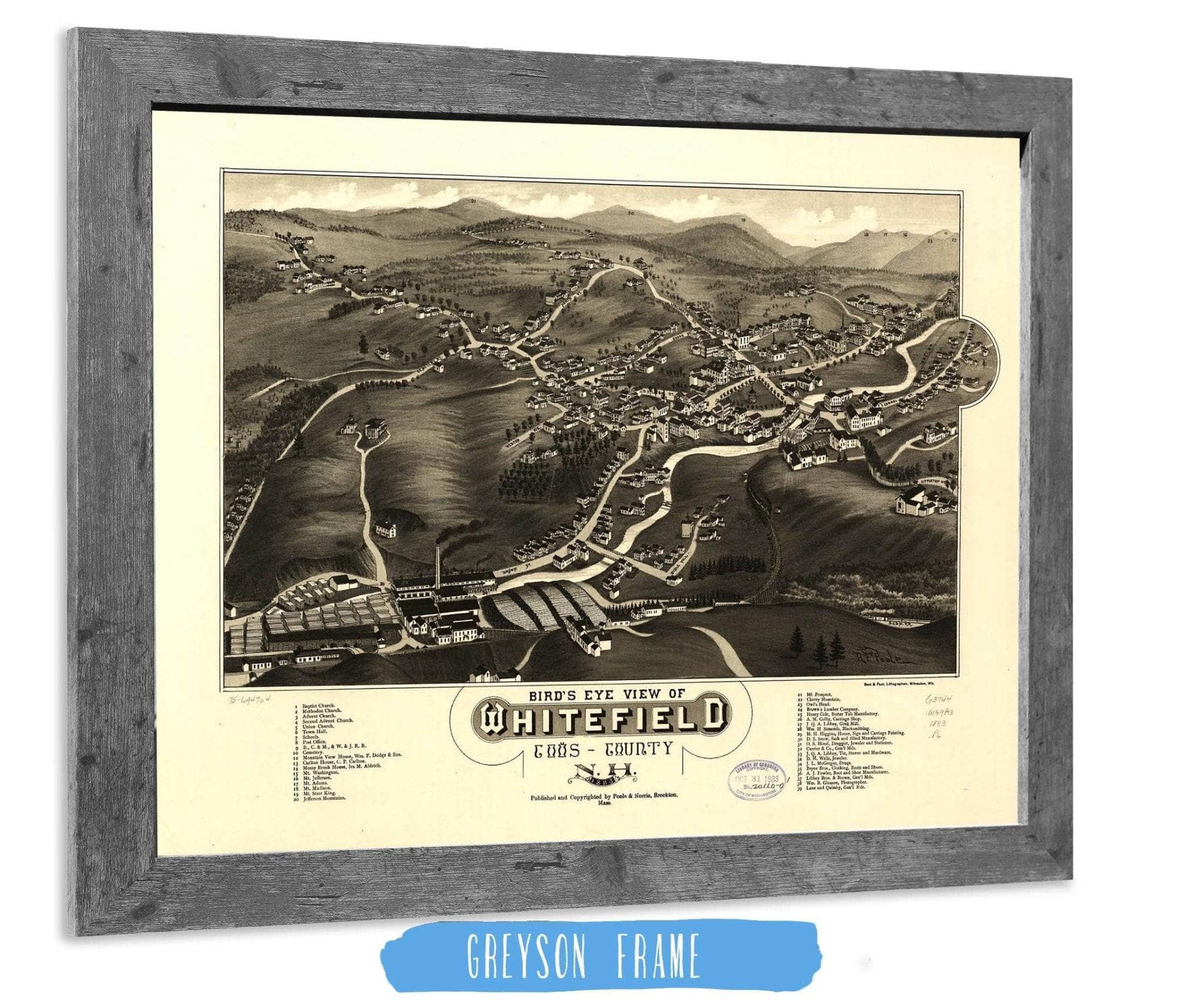 Birds Eye View Of Whitefield Coos County Nh 1883 State of New Hampshire