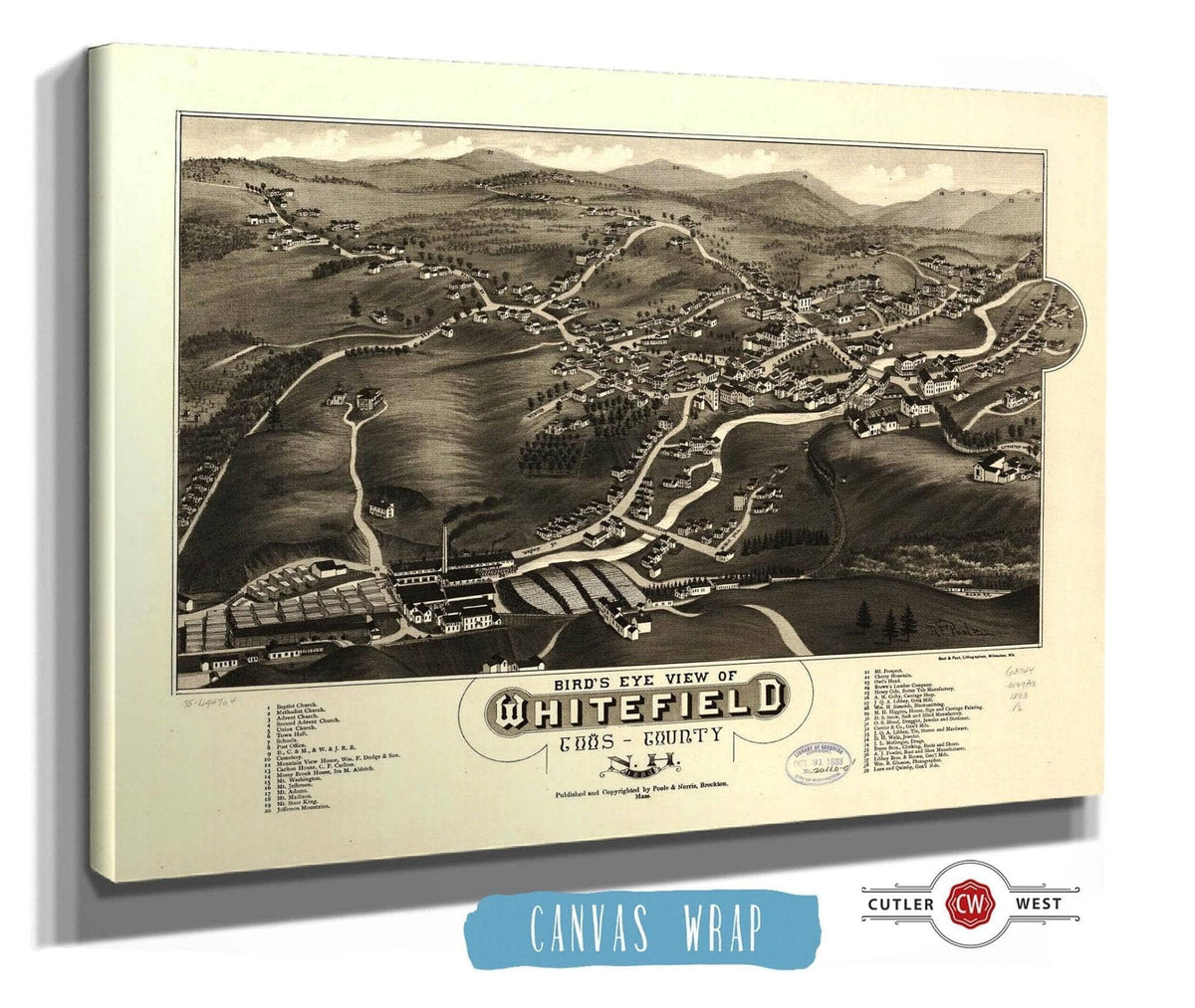 Birds Eye View Of Whitefield Coos County Nh 1883 State of New Hampshire