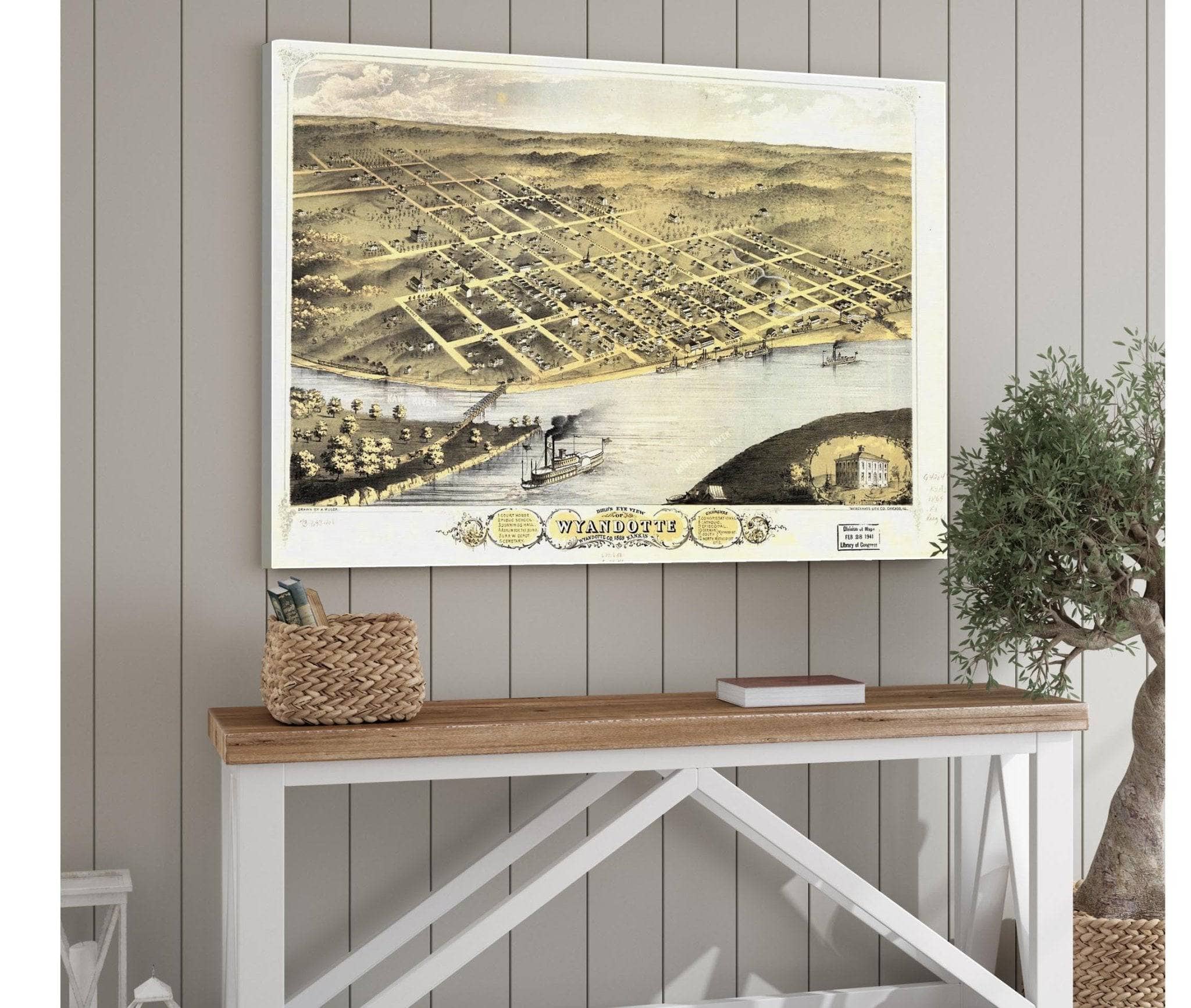 Birds Eye View Of Wyandotte Wyandotte Co Kansas 1869  State Of Kansas