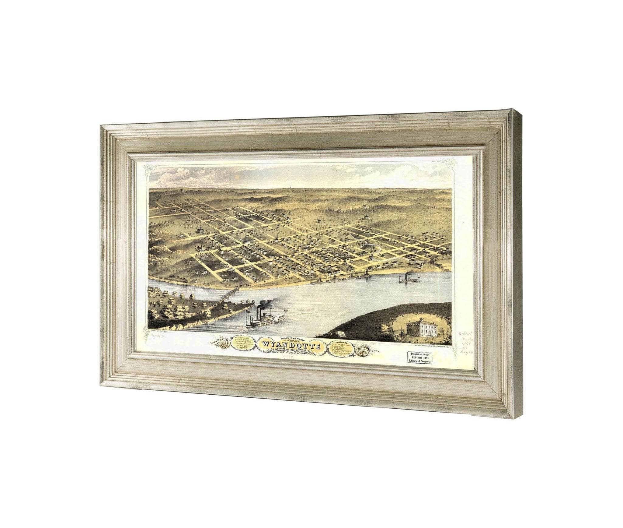 Birds Eye View Of Wyandotte Wyandotte Co Kansas 1869  State Of Kansas