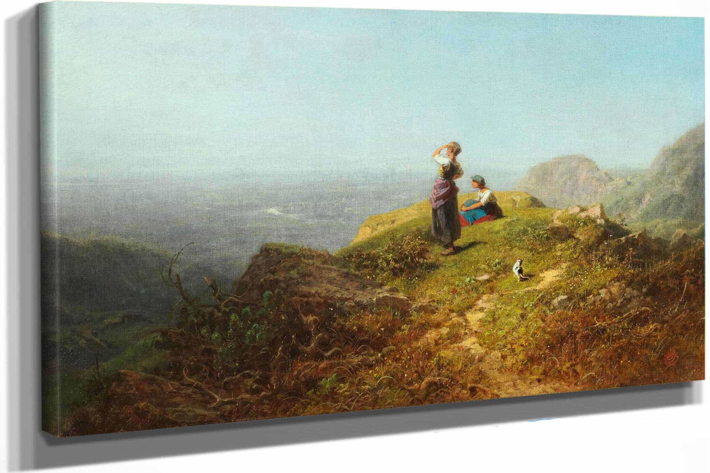 Blick Ins Tal Zwei Madchen Auf Einer Alpe by Carl Spitzweg