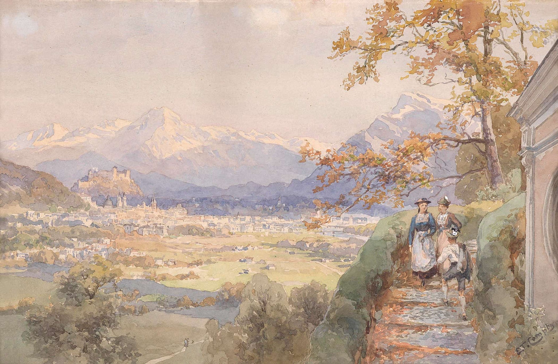 Blick Uber Die Stadt Salzburg by Edward Theodore Compton