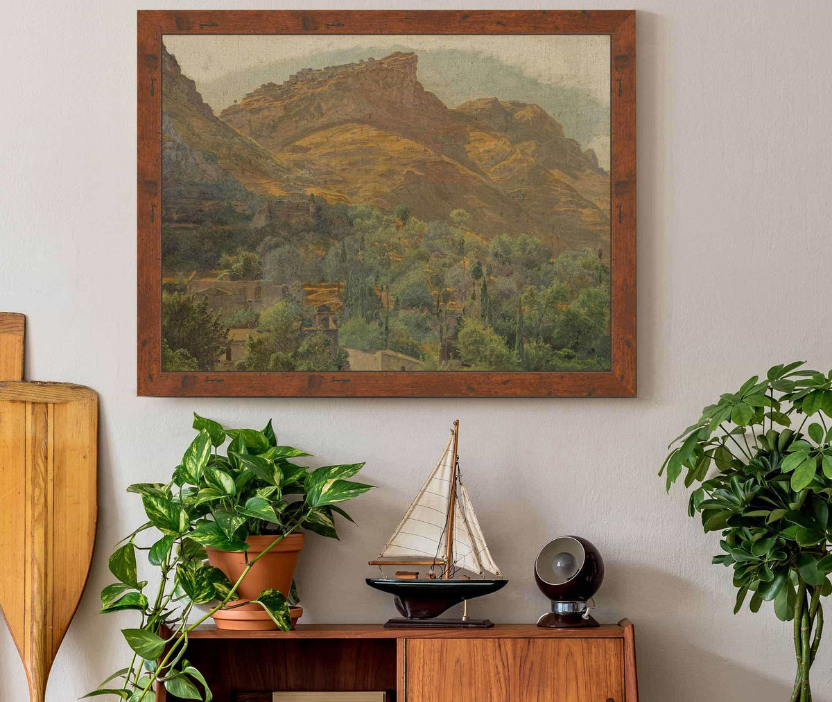 Blick Zur Bergstadt Mola Bei Taormina by Ferdinand Georg Waldmuller