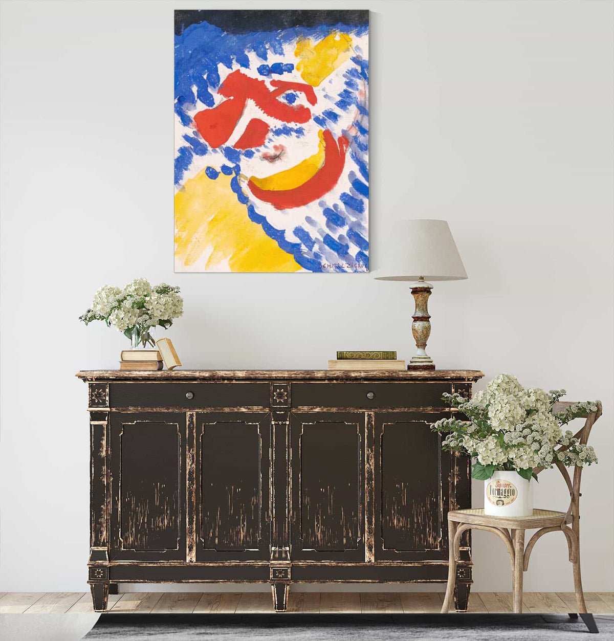 Blue Red And Yellow Figures by Jules Schmalzigaug