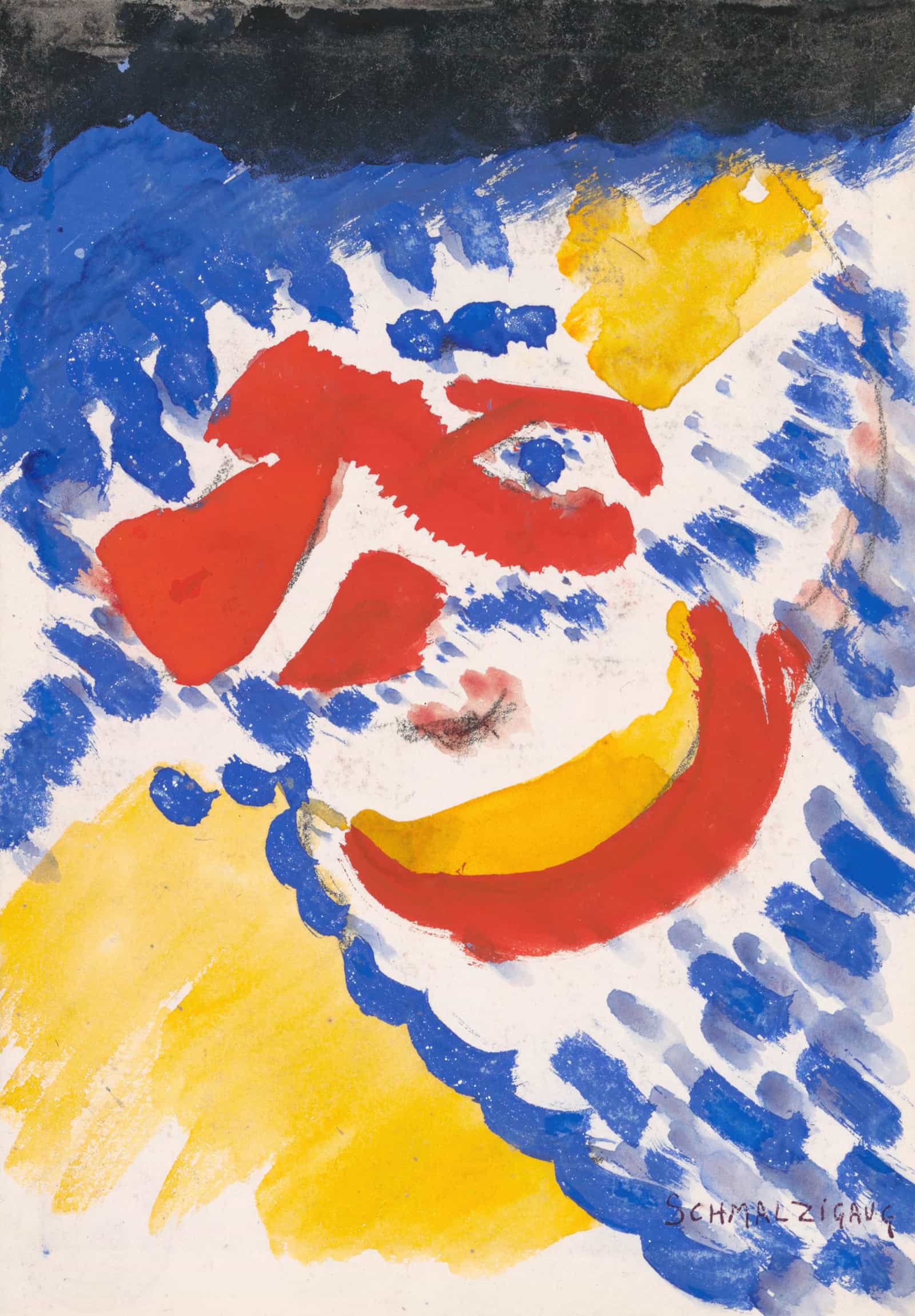 Blue Red And Yellow Figures by Jules Schmalzigaug