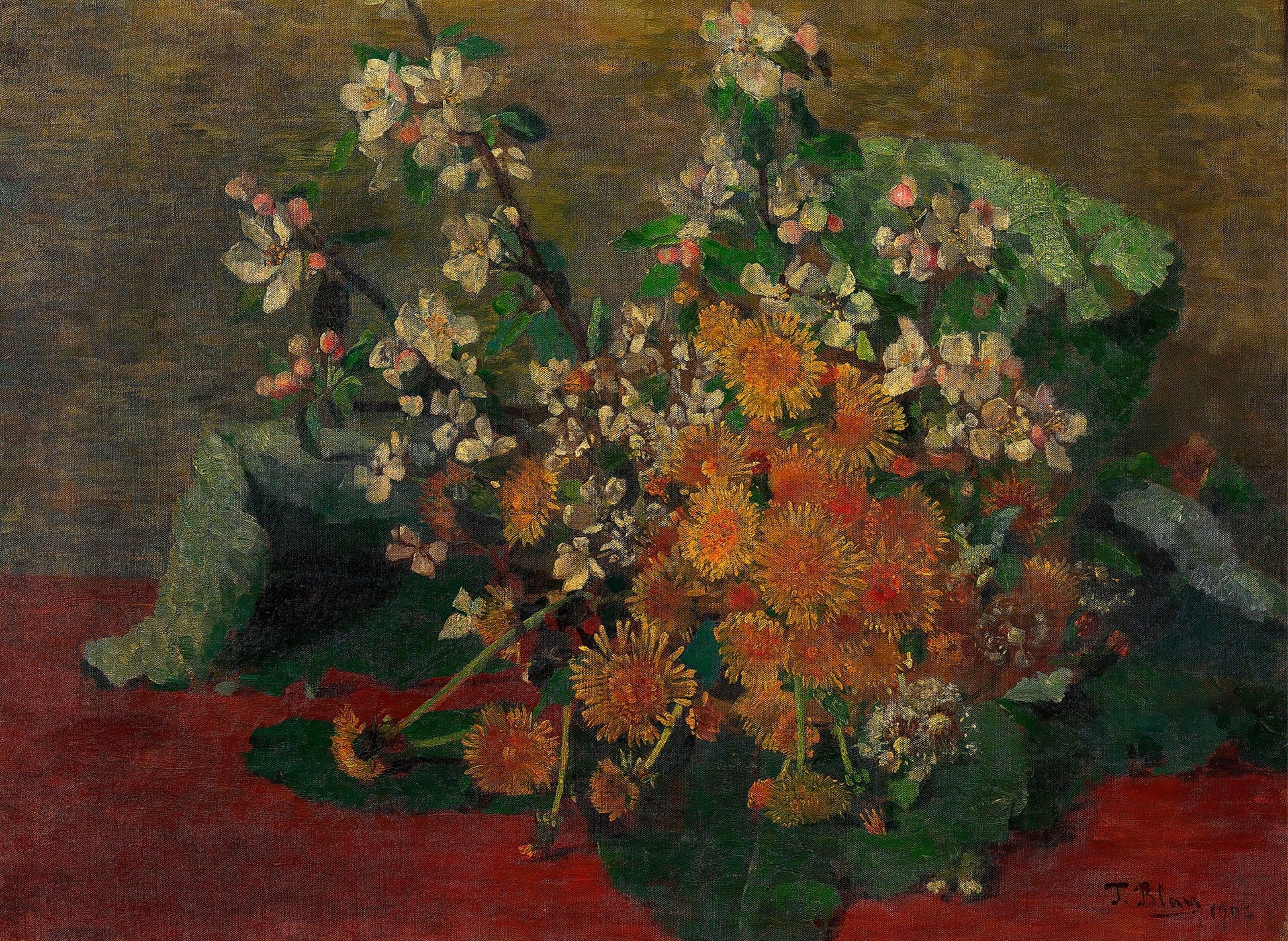 Blumenstuck Lowenzahn Und Apfelbluten by Tina Blau