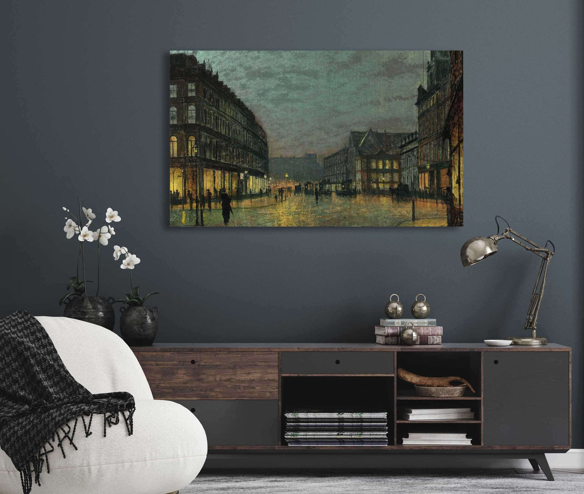 Boar Lane Leeds By Lamplight by John Atkinson Grimshaw