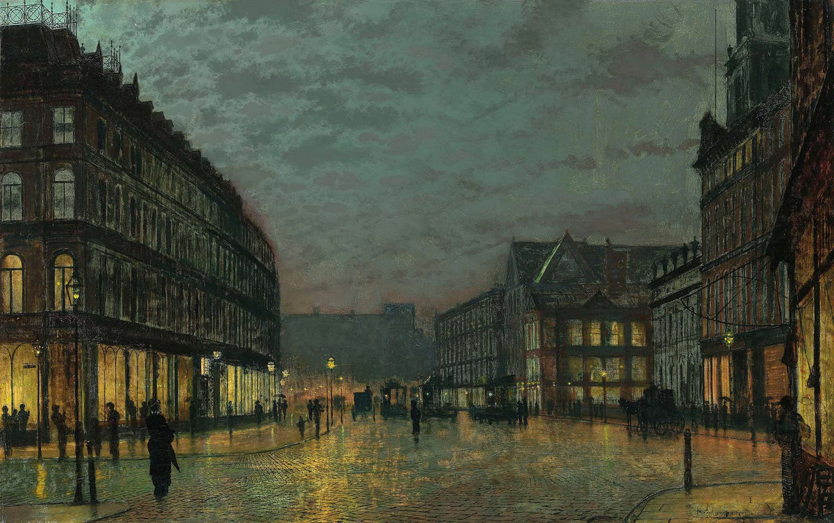Boar Lane Leeds By Lamplight by John Atkinson Grimshaw