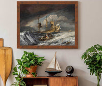 Boats Carrying Out Anchors To The Dutch Men Of War by Joseph Mallord William Turner