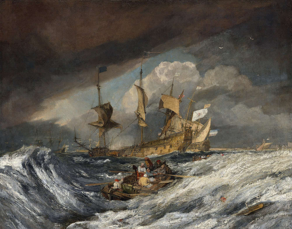 Boats Carrying Out Anchors To The Dutch Men Of War by Joseph Mallord William Turner