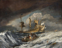 Boats Carrying Out Anchors To The Dutch Men Of War by Joseph Mallord William Turner