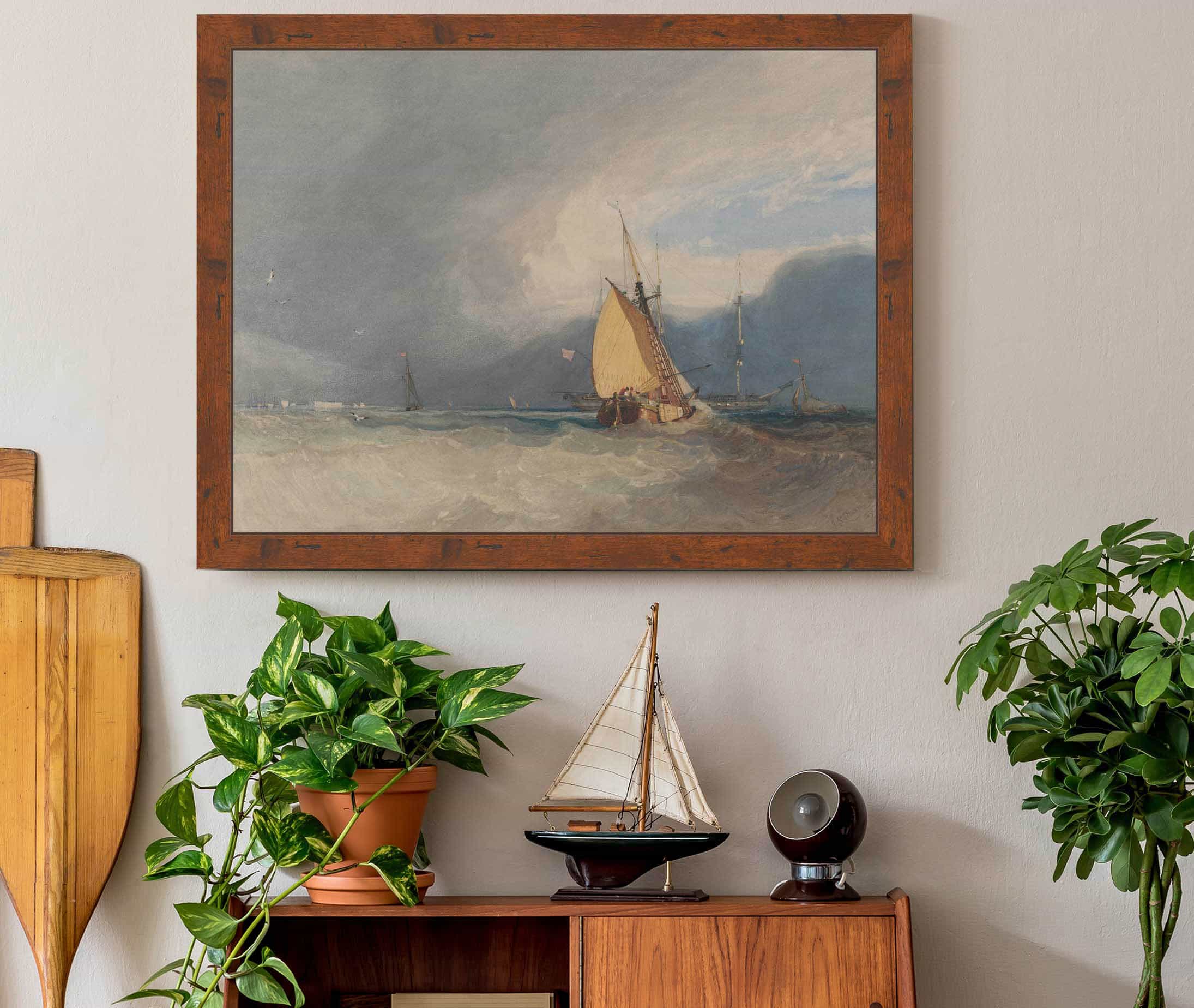 Boats Off The Coast Storm Approaching by John Sell Cotman