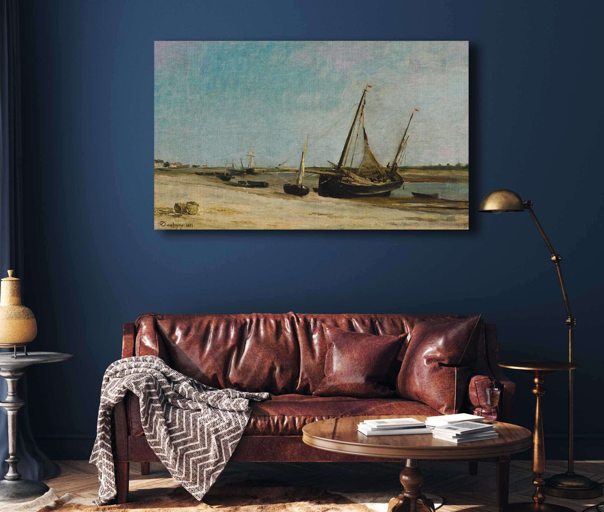 Boats On The Seacoast At Etaples by Charles Francois Daubigny