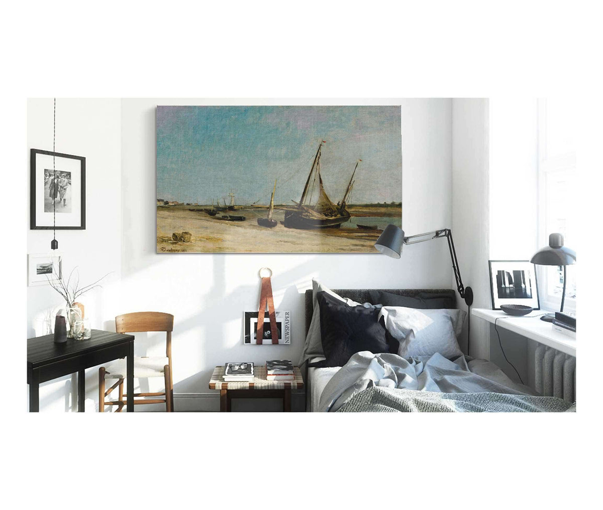 Boats On The Seacoast At Etaples by Charles Francois Daubigny