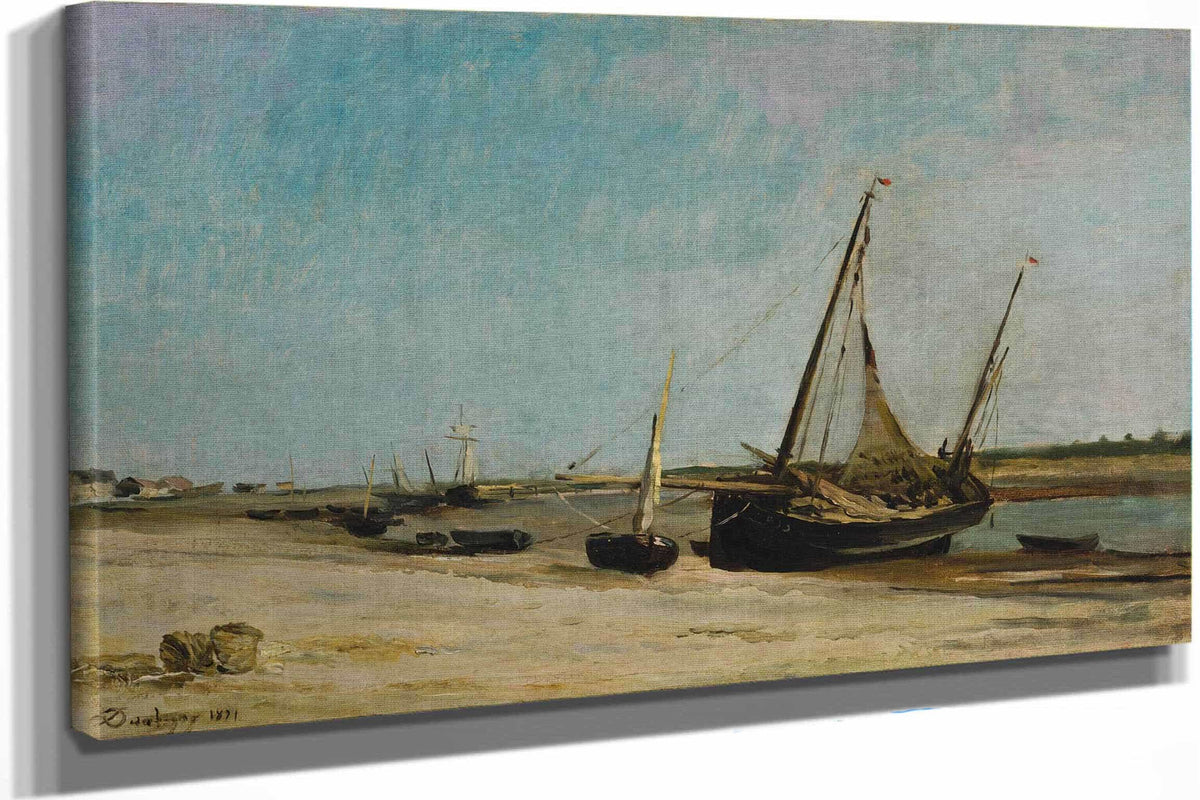 Boats On The Seacoast At Etaples by Charles Francois Daubigny
