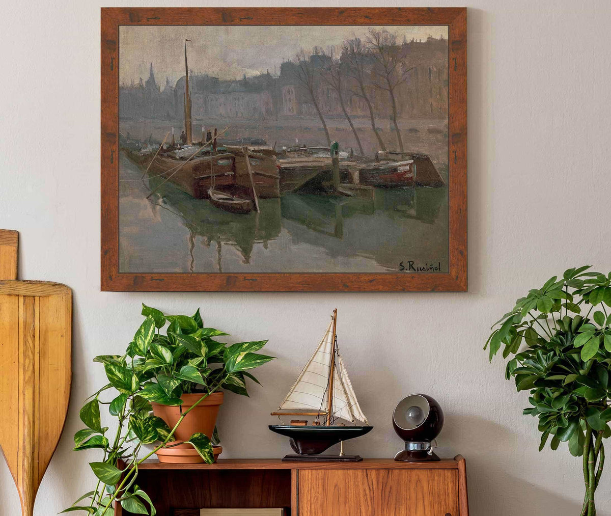 Boats On The Seine by Santiago Rusinol