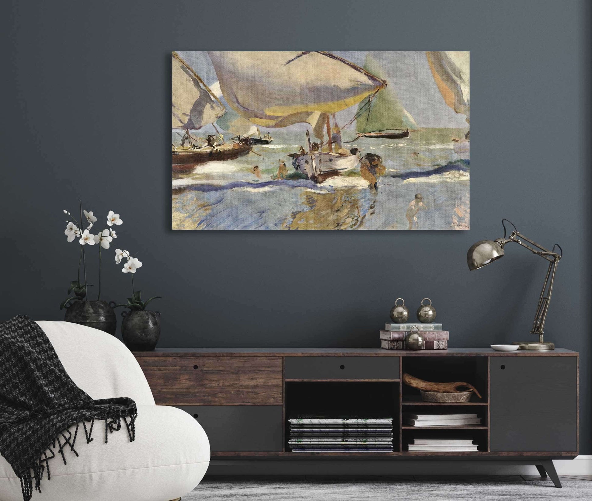 Boats On The Shore by Joaquin Sorolla