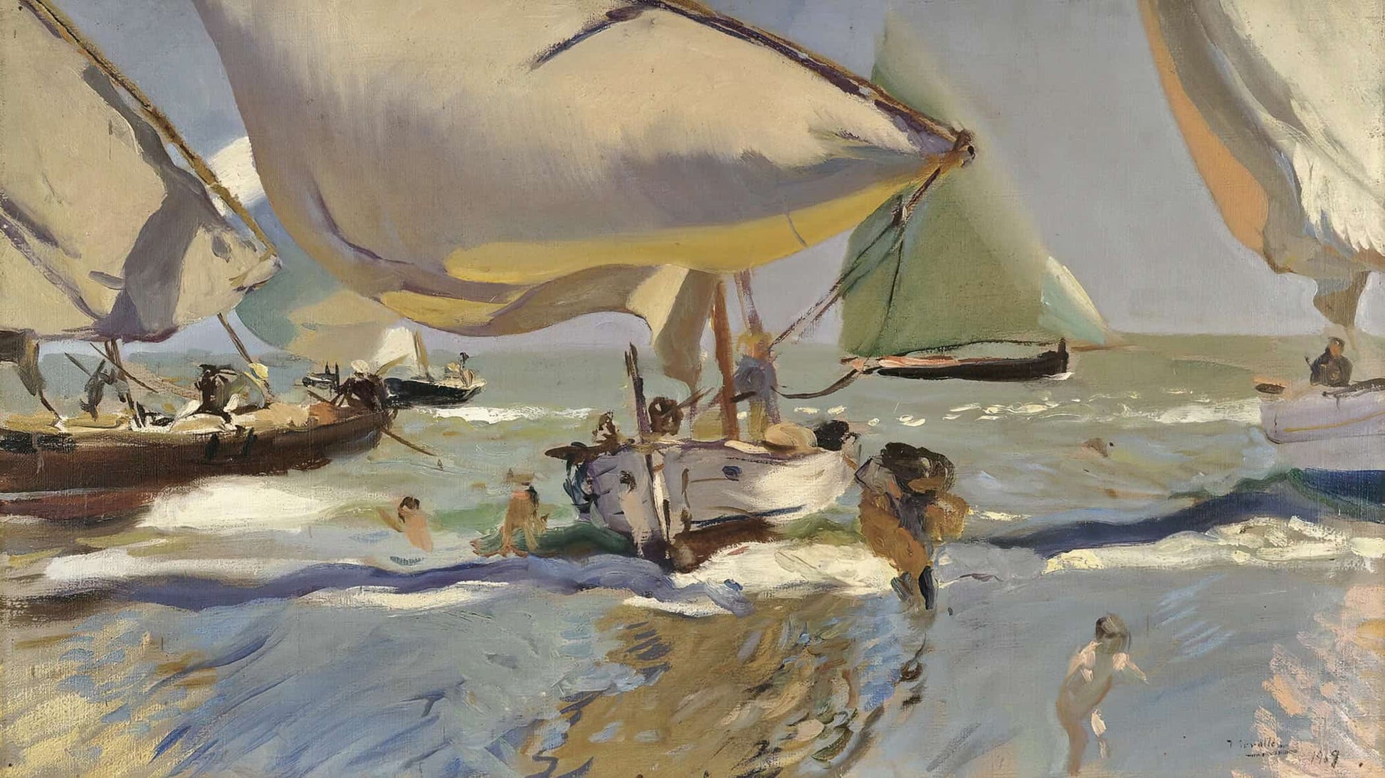 Boats On The Shore by Joaquin Sorolla