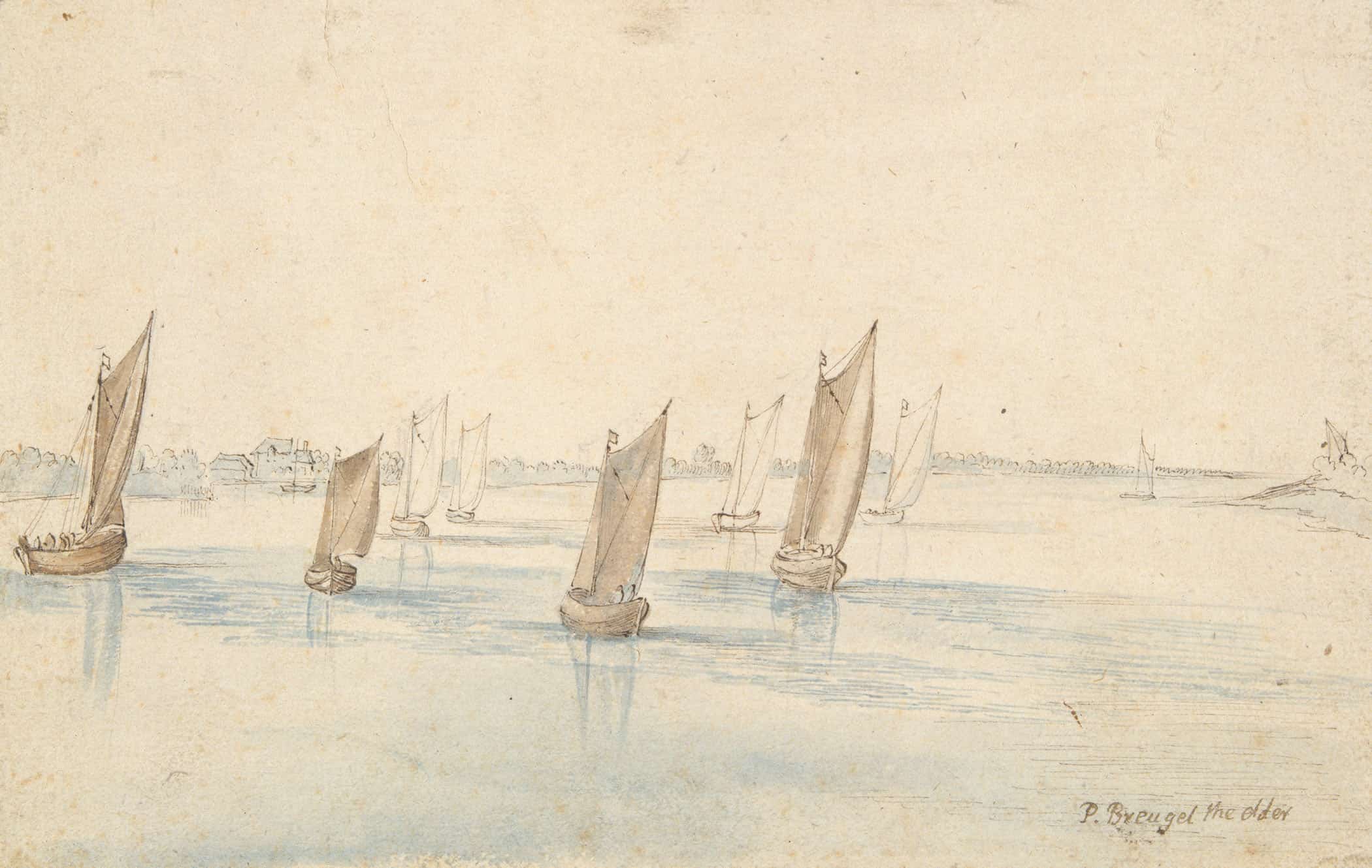 Boats Sailing On A River A Country House In The Distance by Jan Brueghel The Elder