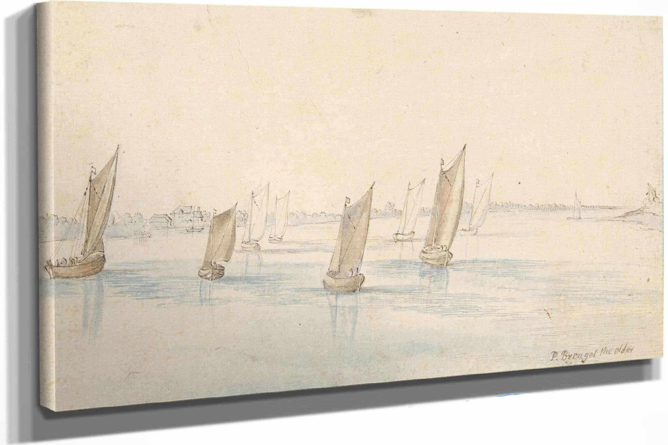 Boats Sailing On A River A Country House In The Distance by Jan Brueghel The Elder