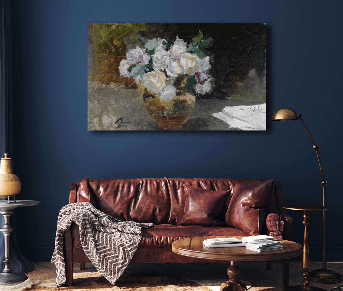 Bodegon De Rosas Blancas Bouquet Of White Roses by Joaquin Sorolla