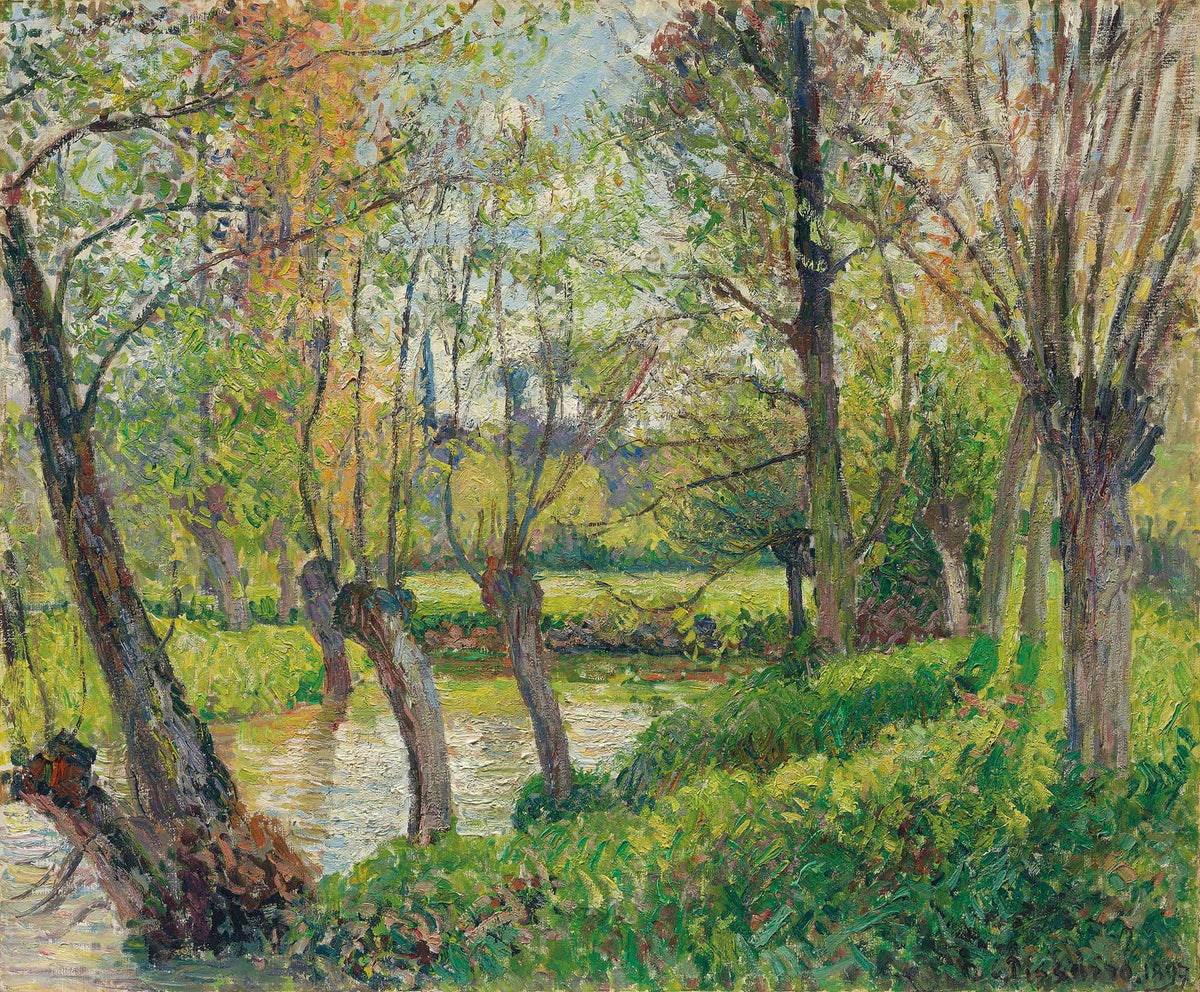 Bords De Lepte A Eragny Soleil Couchant by Camille Pissarro