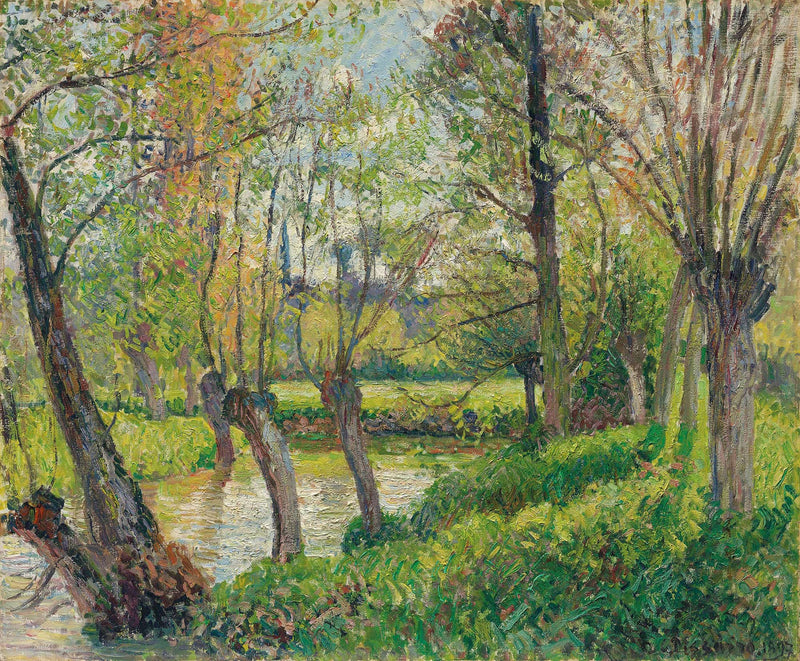 Bords De Lepte A Eragny Soleil Couchant by Camille Pissarro