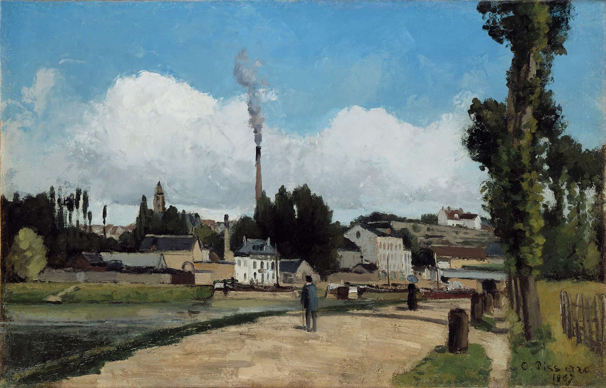 Bords De Loise A Pontoise Banks Of The Oise At Pontoise by Camille Pissarro