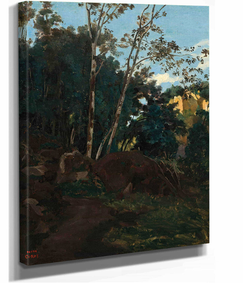 Bosquet Darbres Parmi Les Rochers A Civita Castellana by Jean Baptiste Camille Corot