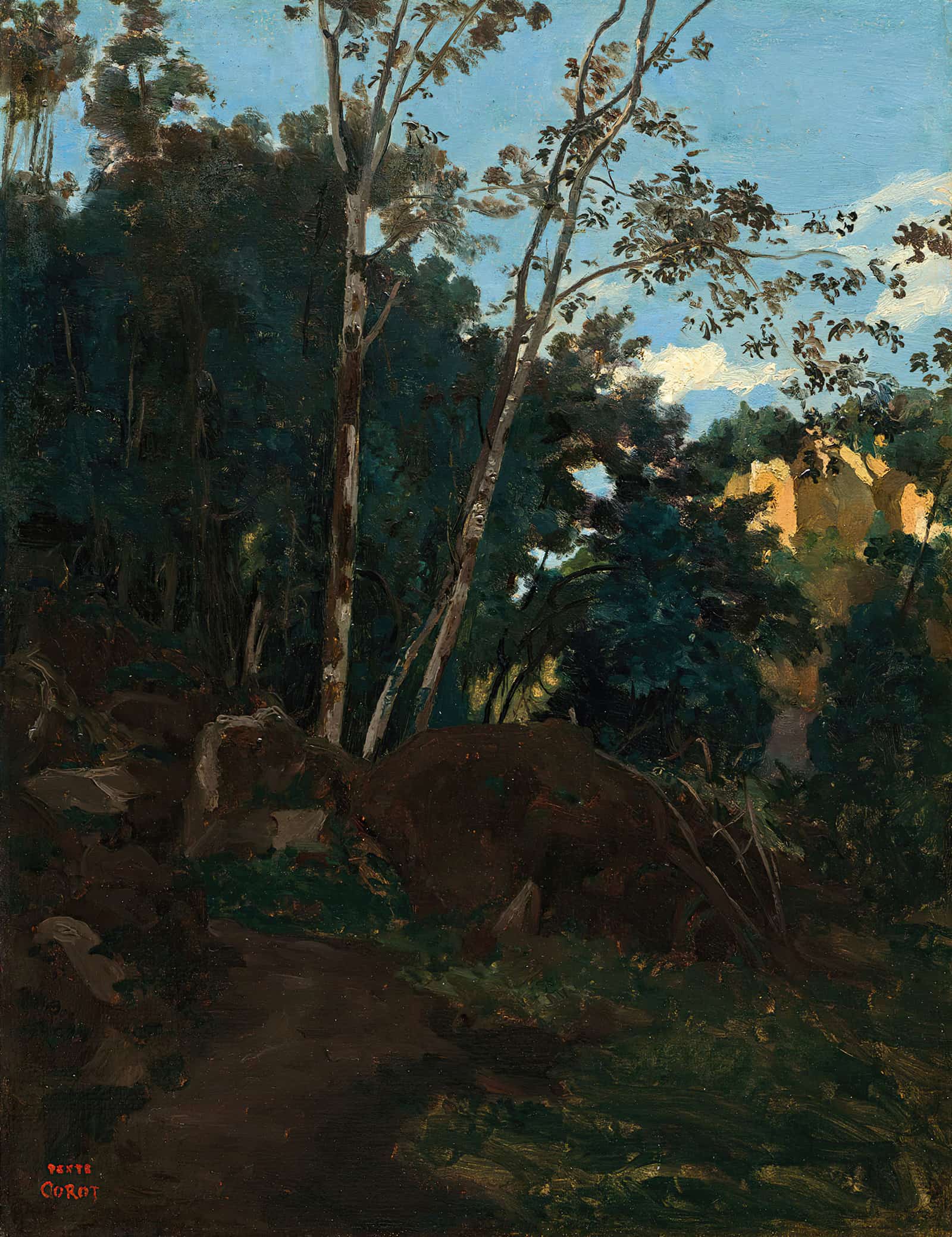 Bosquet Darbres Parmi Les Rochers A Civita Castellana by Jean Baptiste Camille Corot