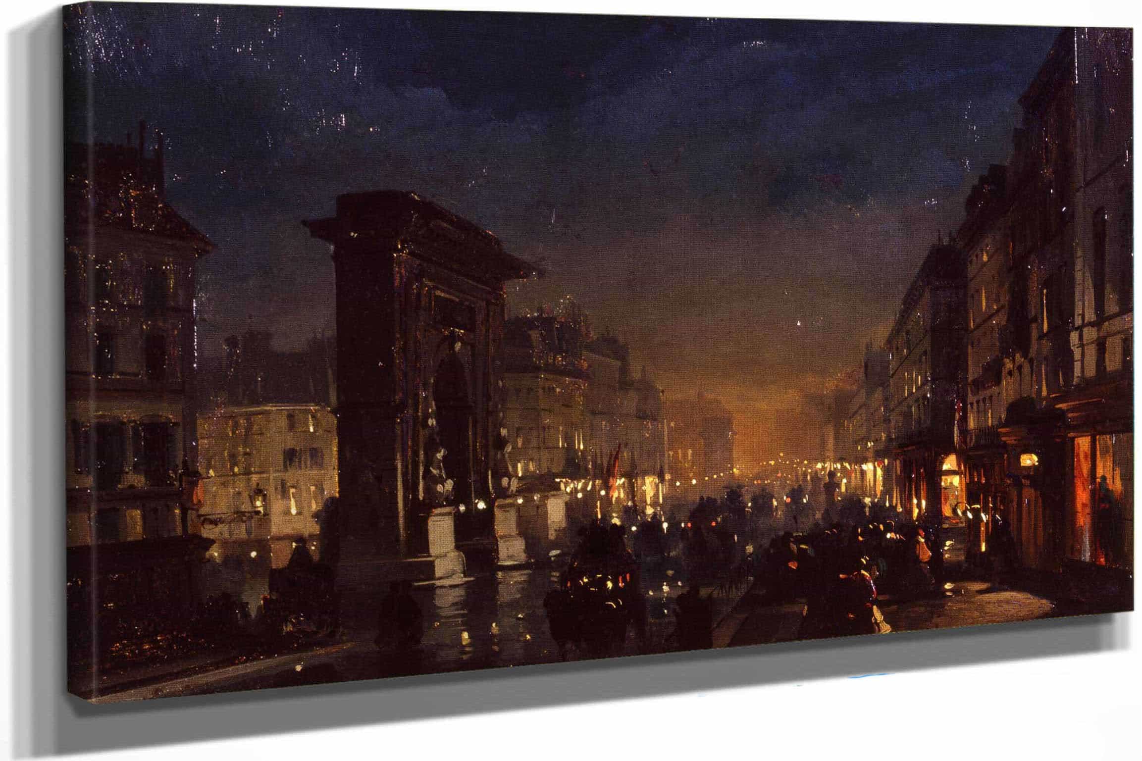 Boulevard Et Porte Saint Denis Olio Su Cartoncino Intelato by Ippolito Caffi